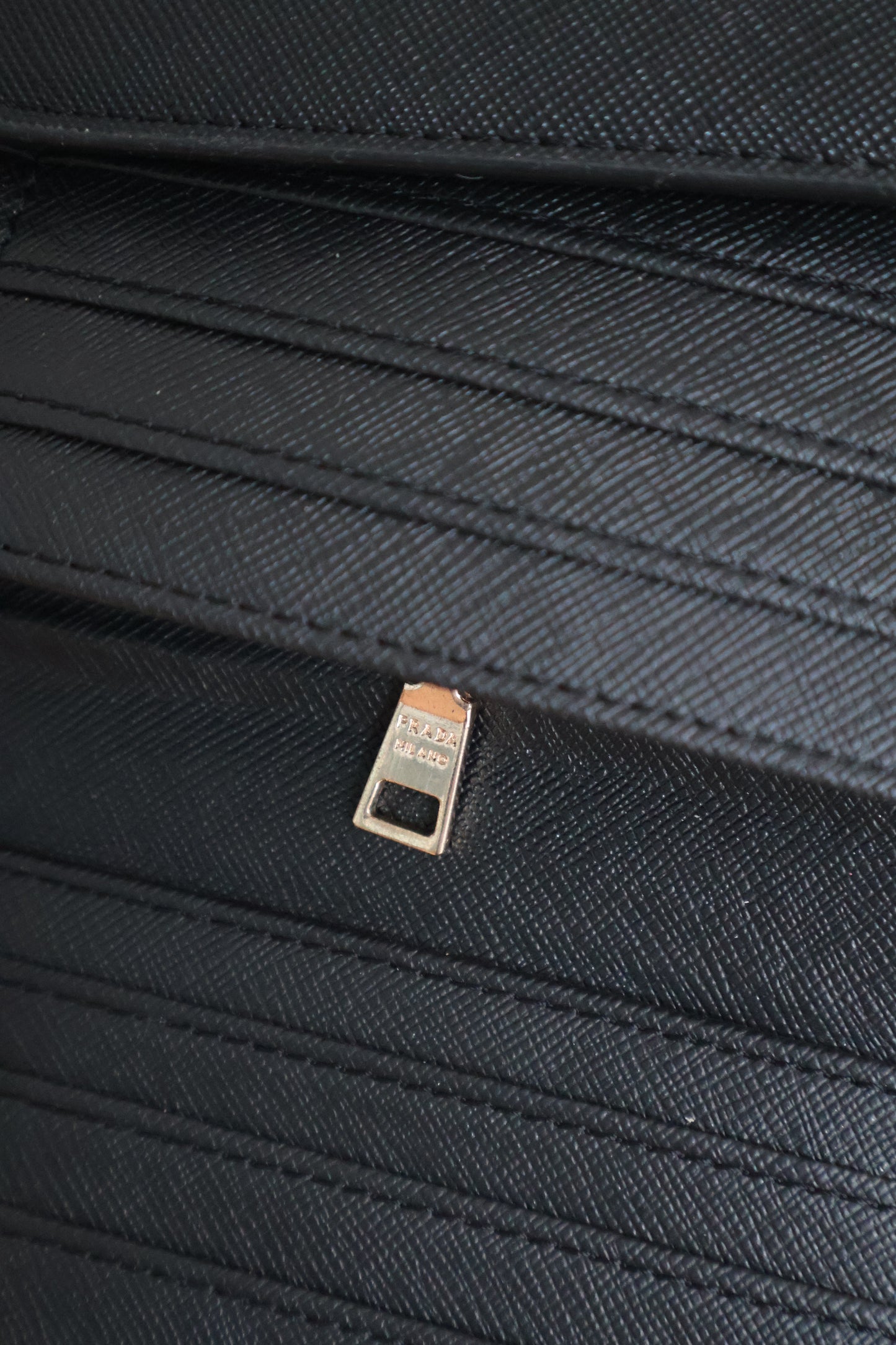 Prada Black Saffiano Wallet Long (Whatsapp for Price & Grade)