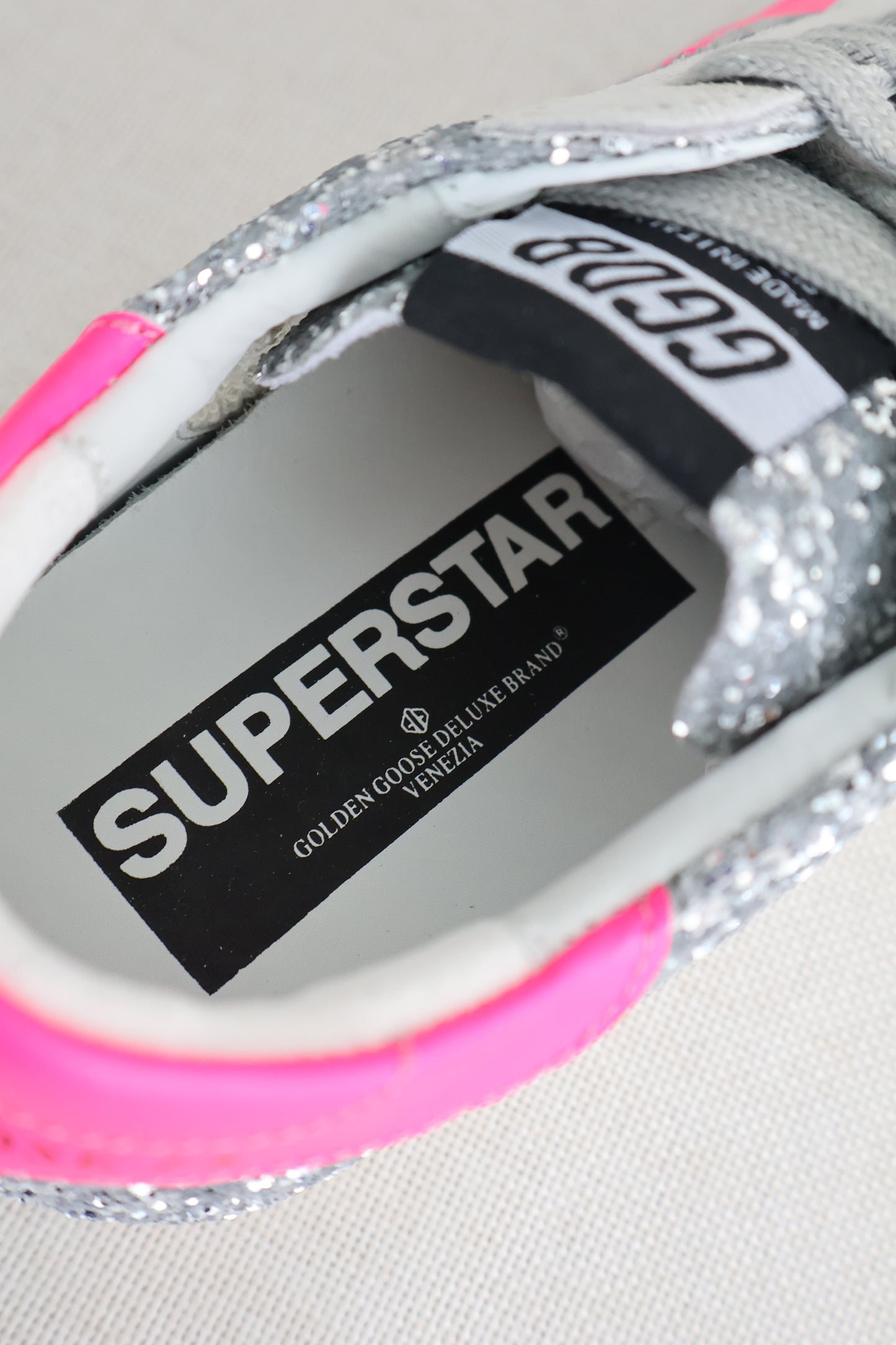 Golden Goose Silver Sparkly x Bright Pink Men's Sneaker (Whatsapp for Price & Grade)