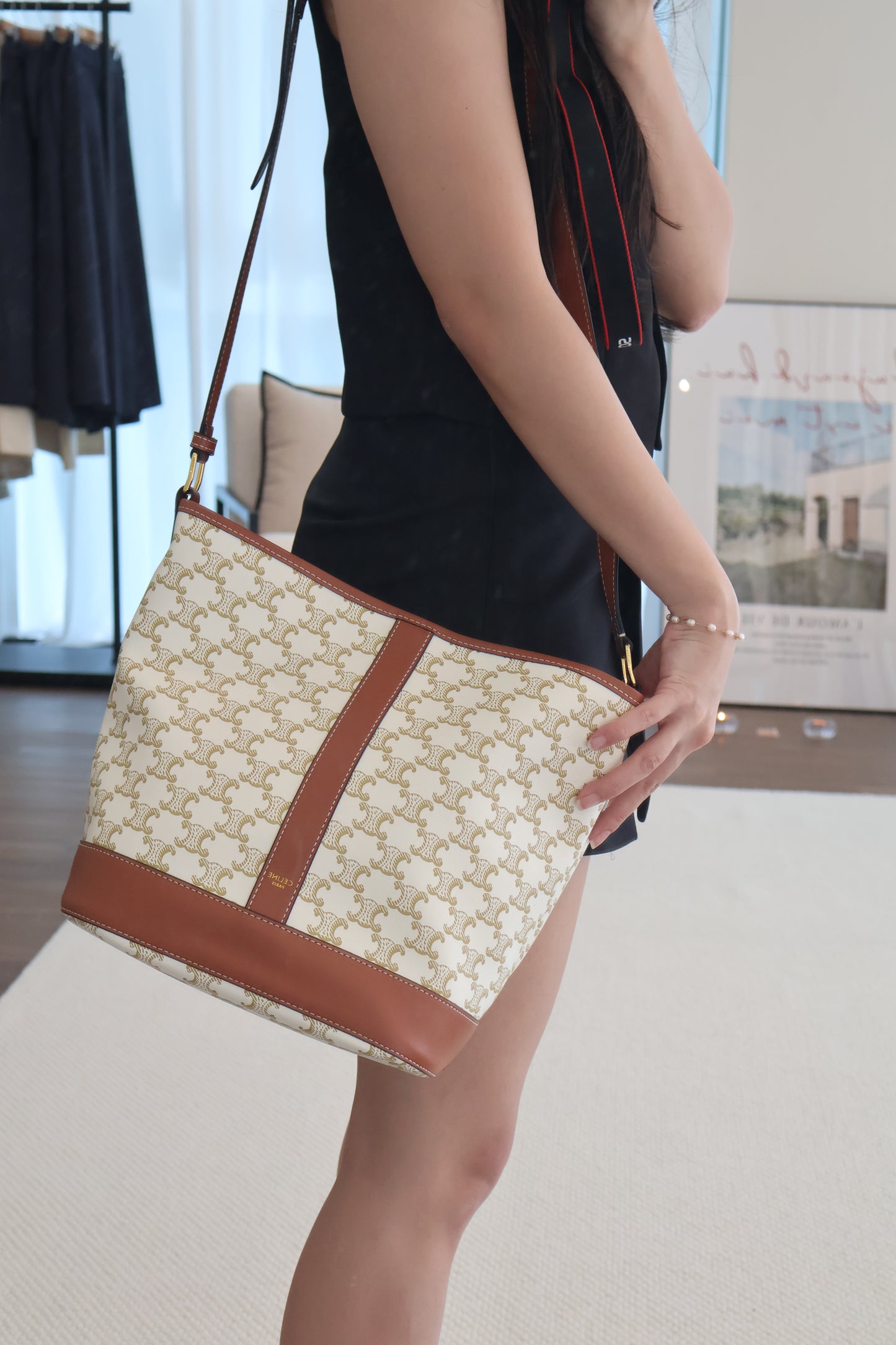 Celine Bucket Triomphe Canvas Ivory (Whatsapp for Price & Grade)