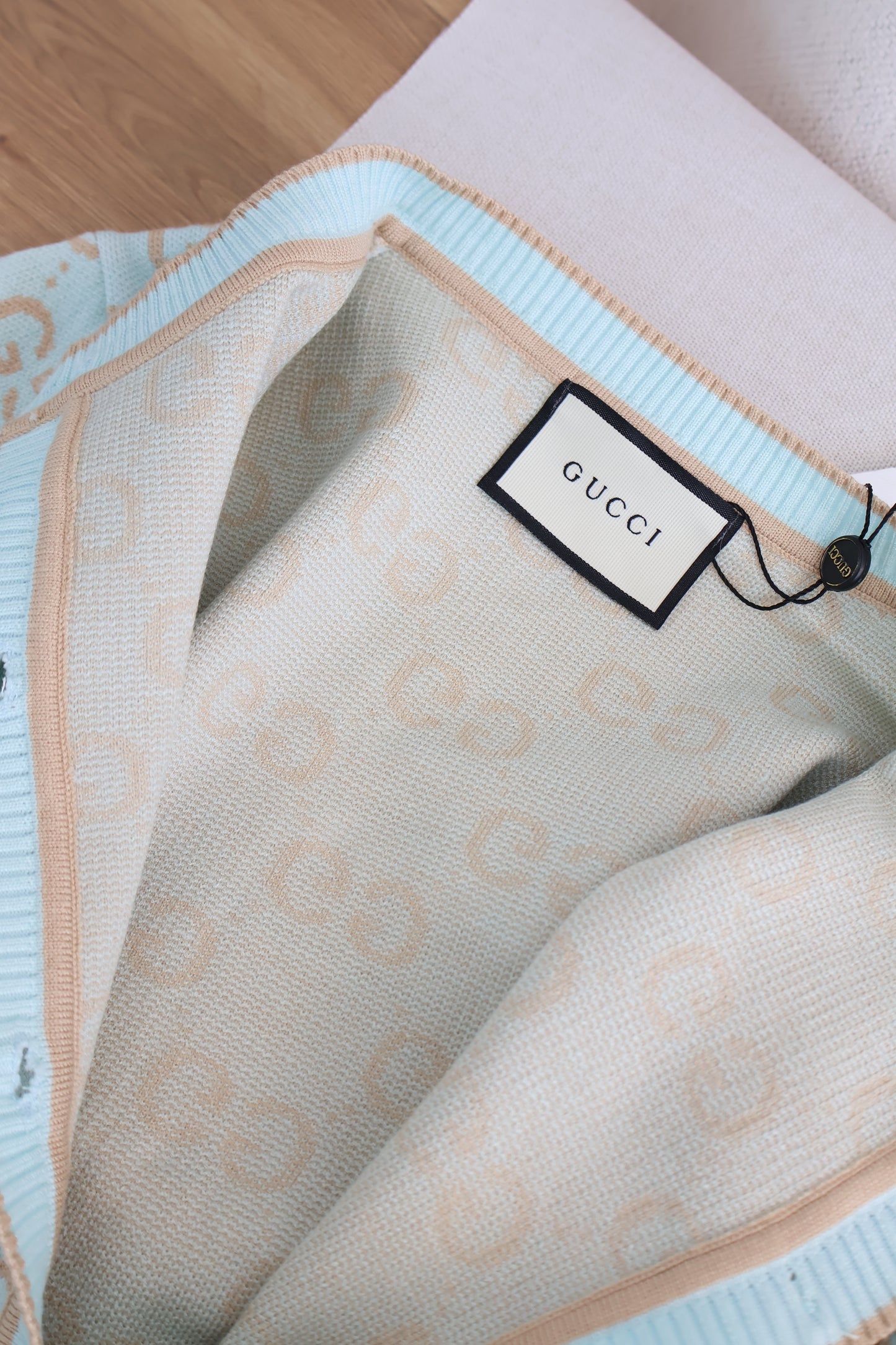 Gucci Cardigan Mint green x Tan (Whatsapp for Price & Grade)