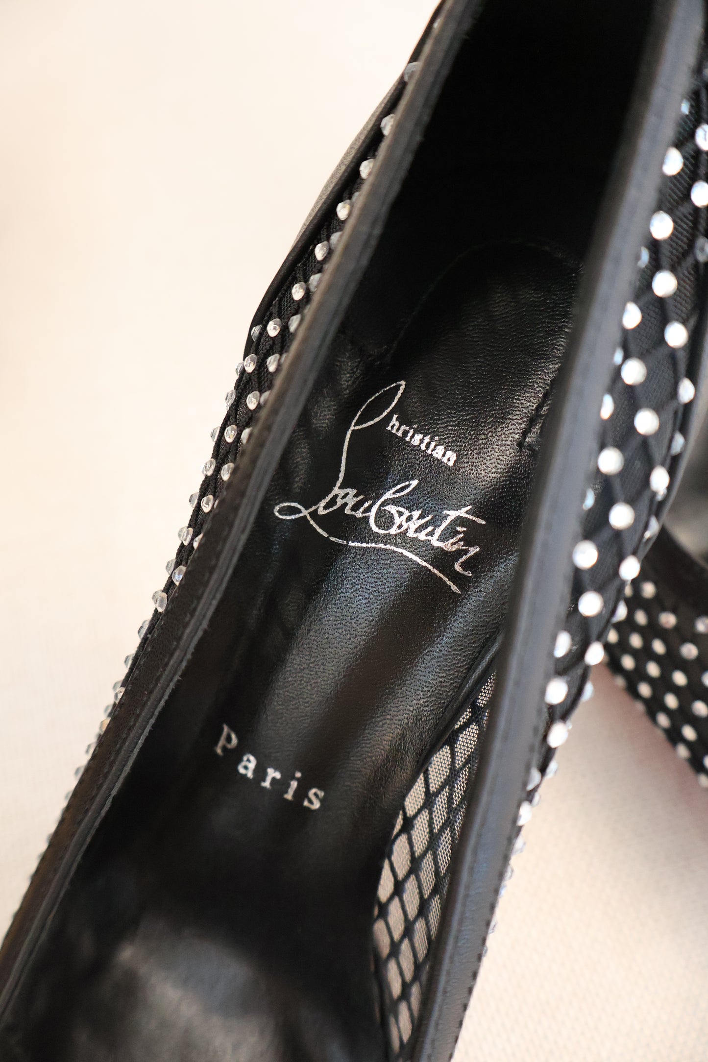 Christian Louboutin Apostropha 80 Mesh Black Heels (Whatsapp for Price & Grade)