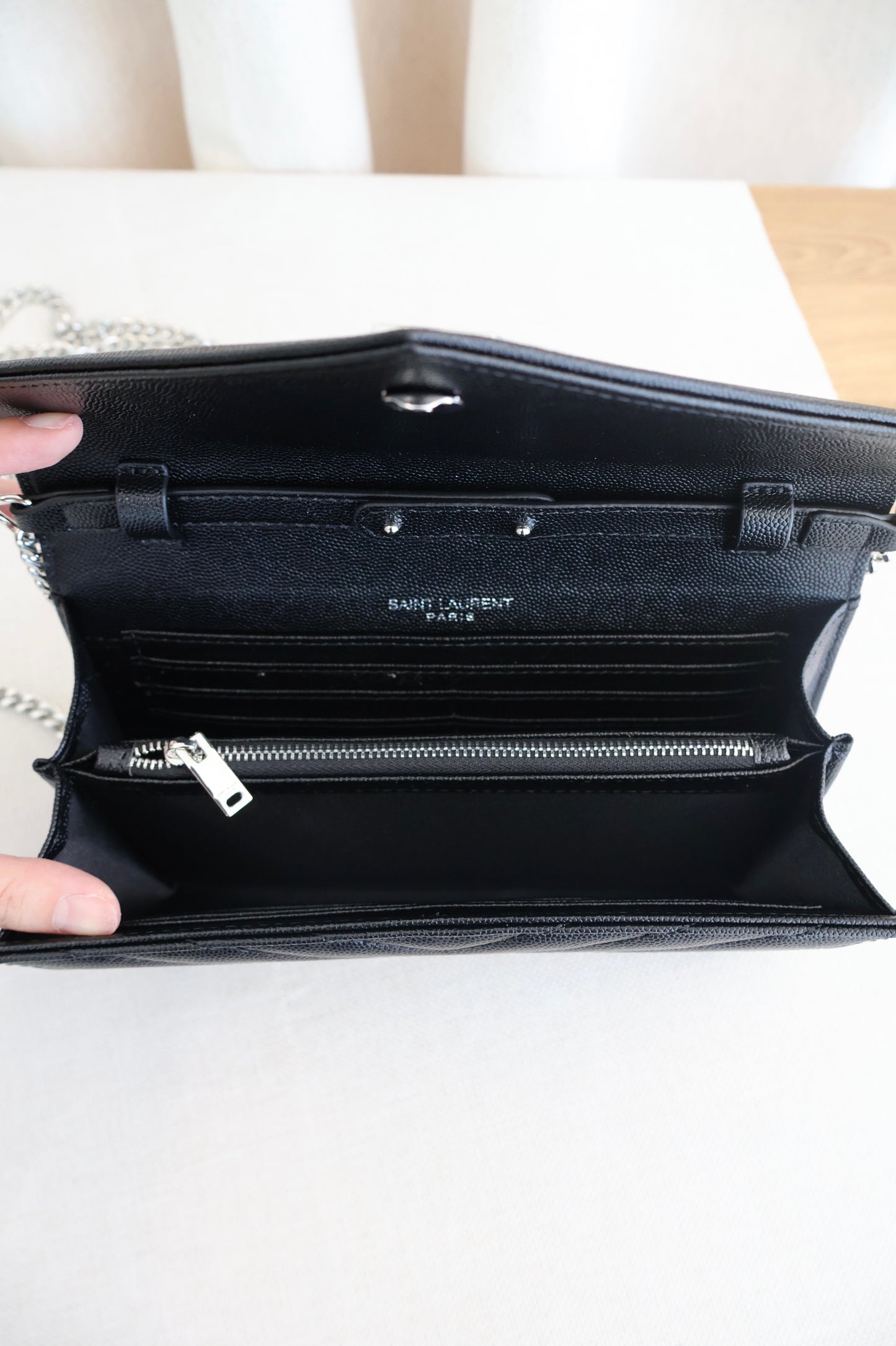 Yves Saint Laurent WOC Classic Cassandre Chain Wallet in Grain De Poudre (Whatsapp for Price & Grade)