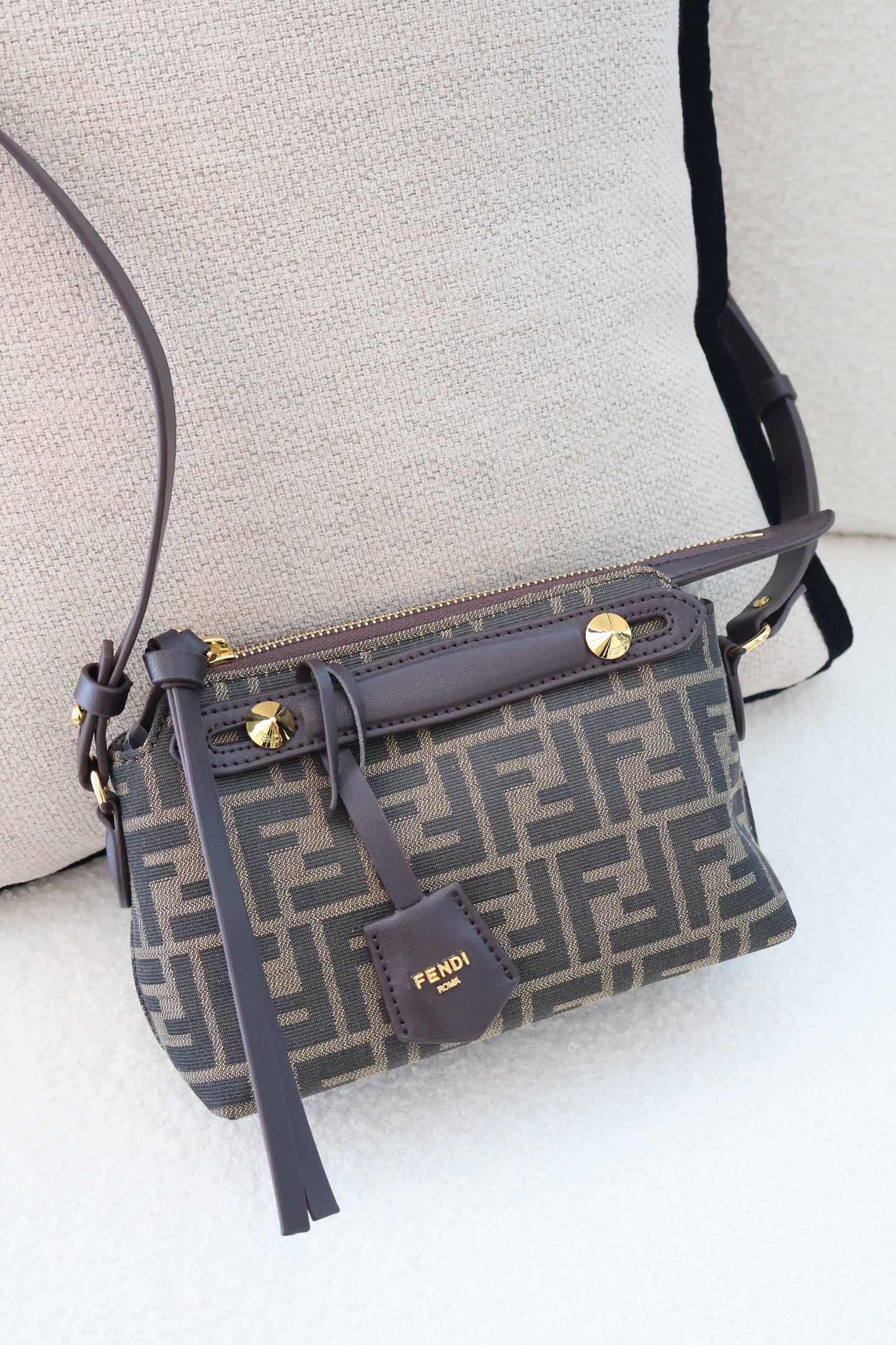 Fendi By The Way Soft Mini Brown FF Jacquard Fabric Mini Bag (Whatsapp for Price & Grade)