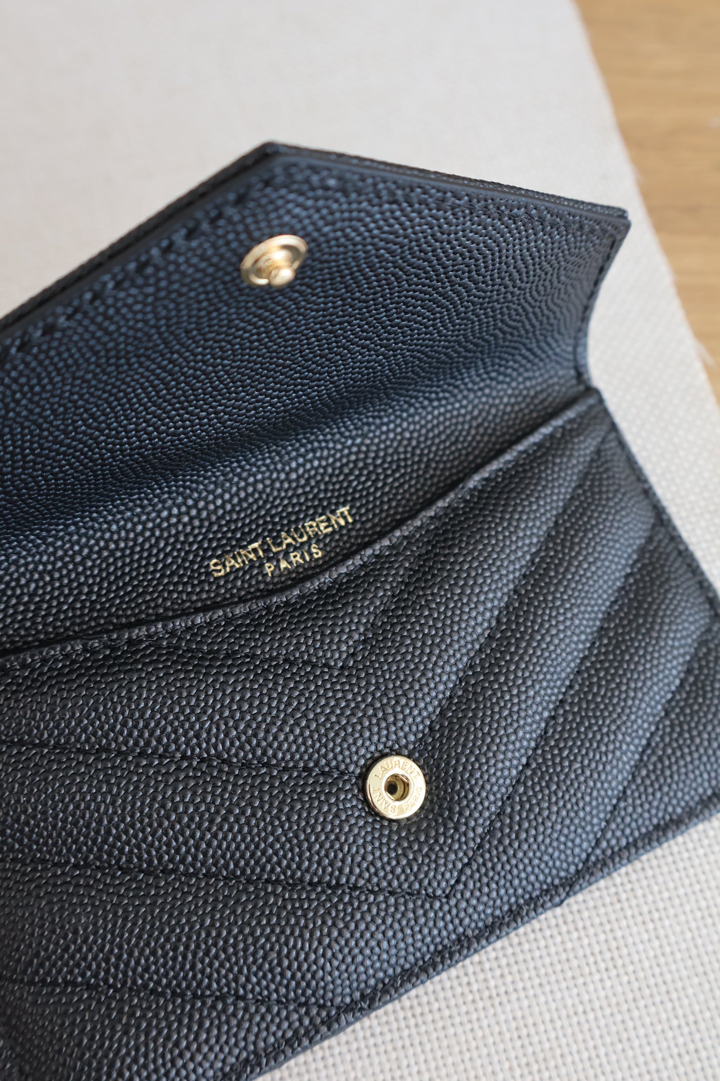 Yves Saint Laurent Cassandre Matelasse Fragments Flap Card Case in Grain De Poudre (Whatsapp for Price & Grade)