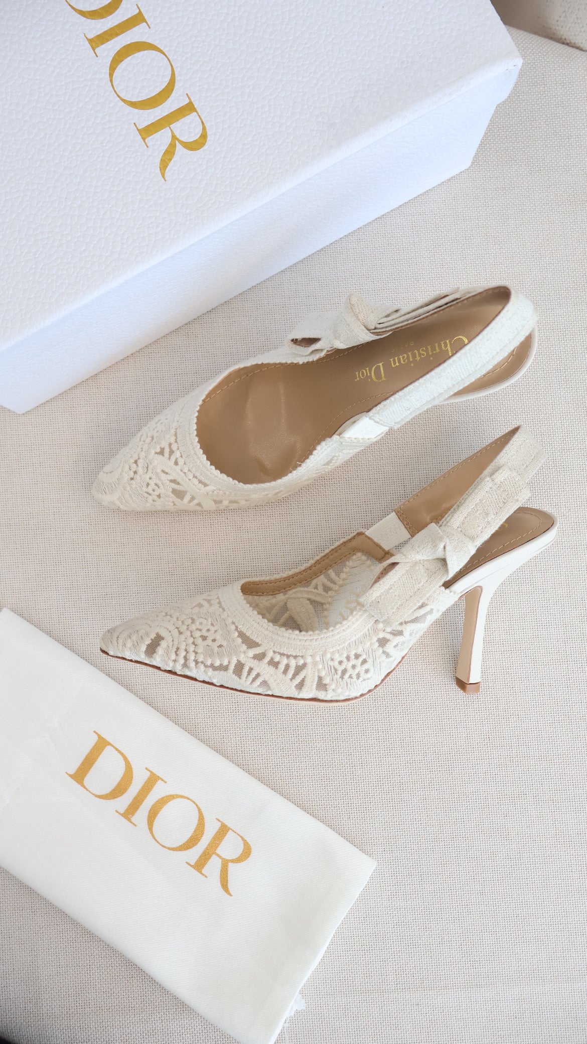 Dior J'adior Slingback Pump White Lace Heels (Whatsapp for Price & Grade)