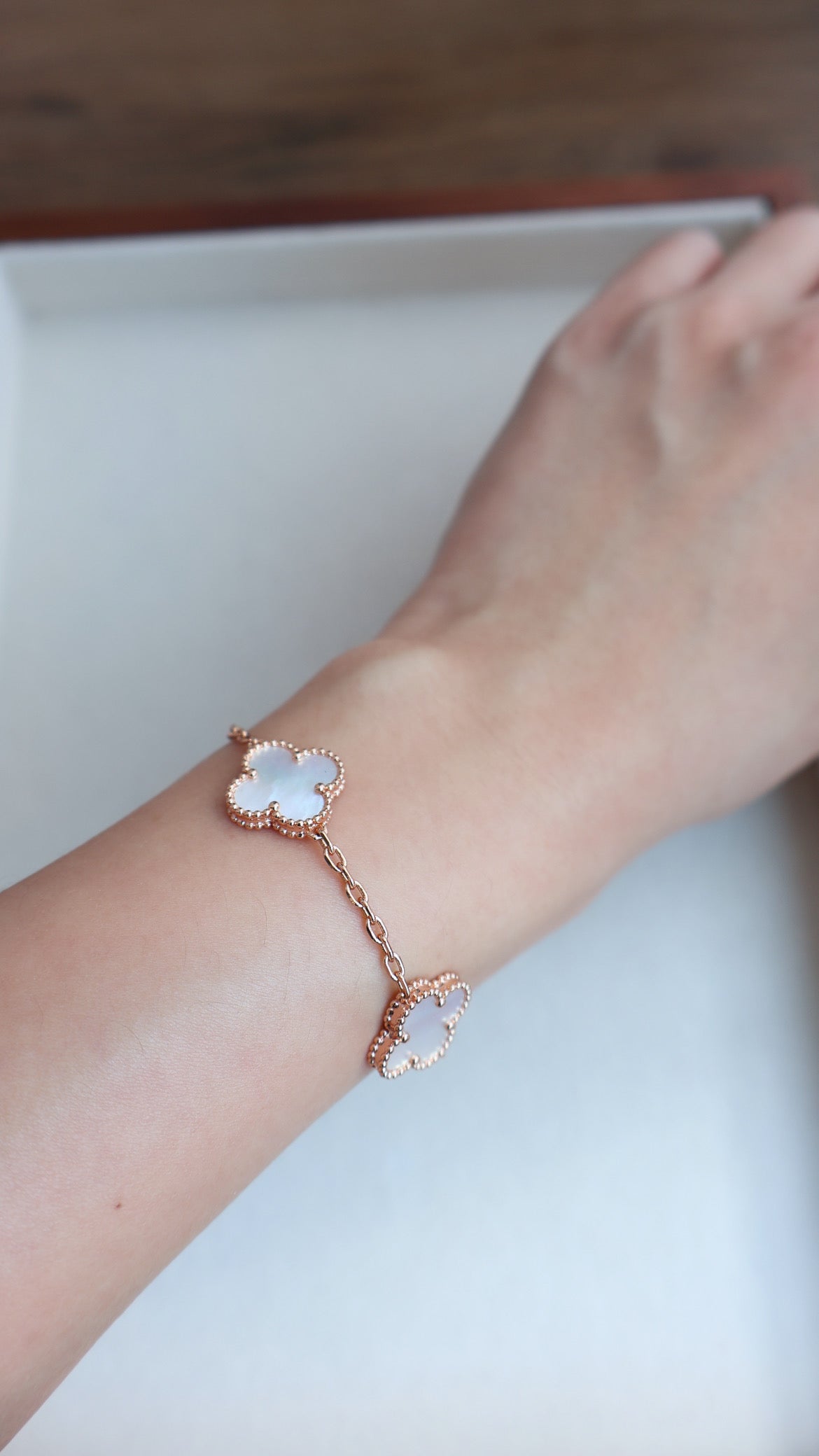 Van Cleef Bracelet White x Rose Gold (Whatsapp for Price & Grade)