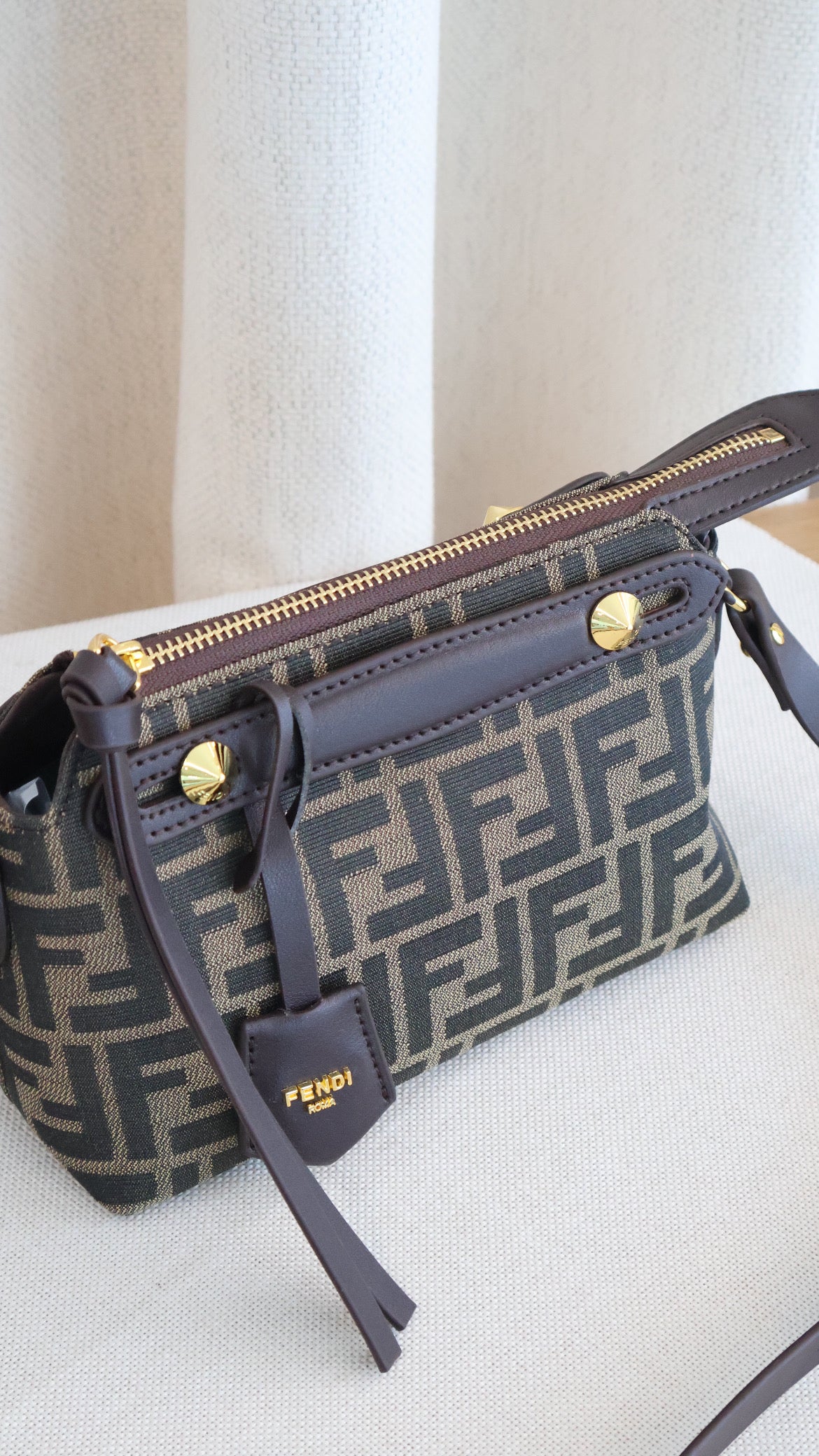 Fendi By The Way Soft Mini Brown FF Jacquard Fabric Mini Bag (Whatsapp for Price & Grade)