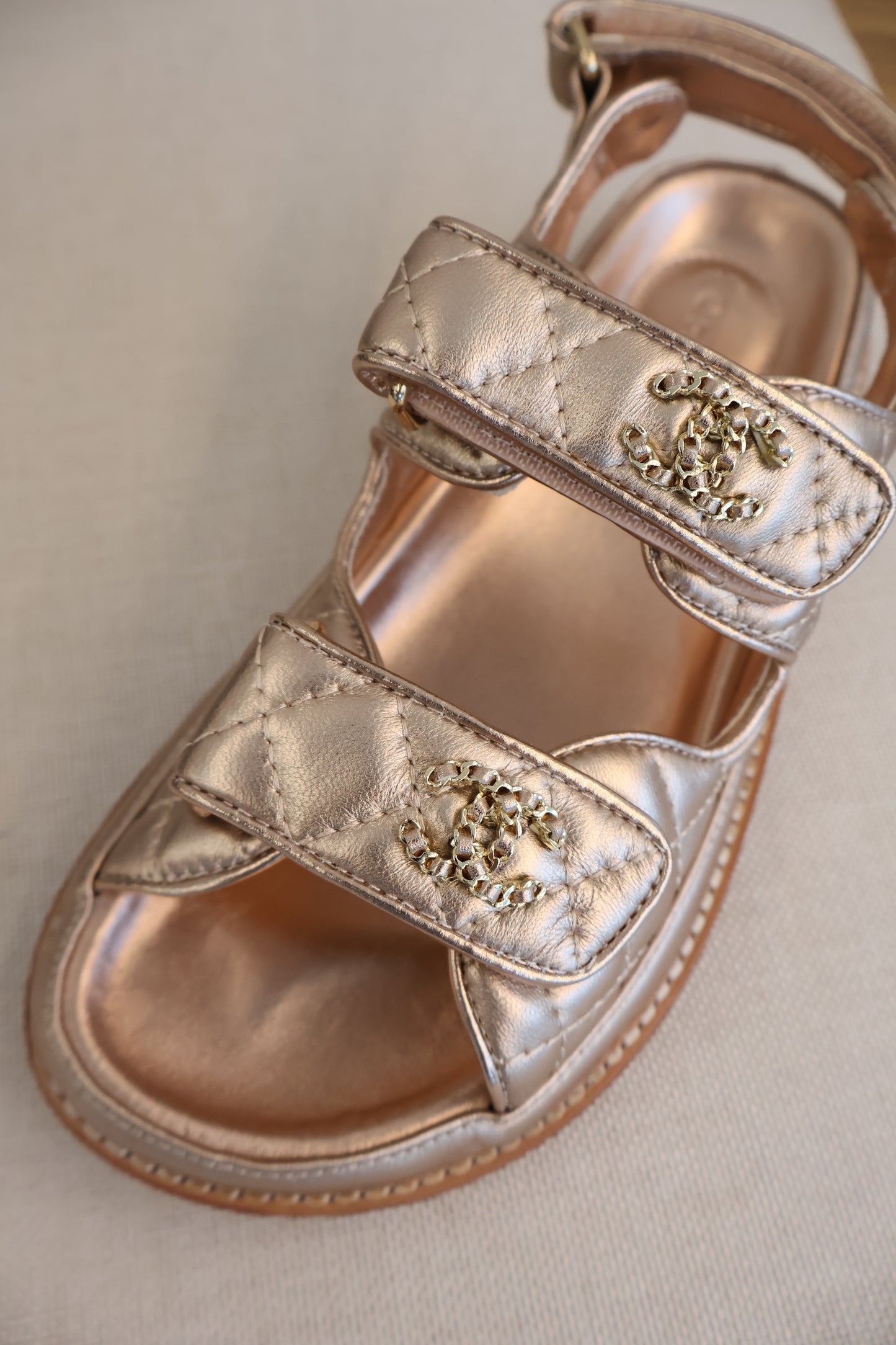 Chanel Dad Sandals Gold Metallic (Whatsapp for Price & Grade)