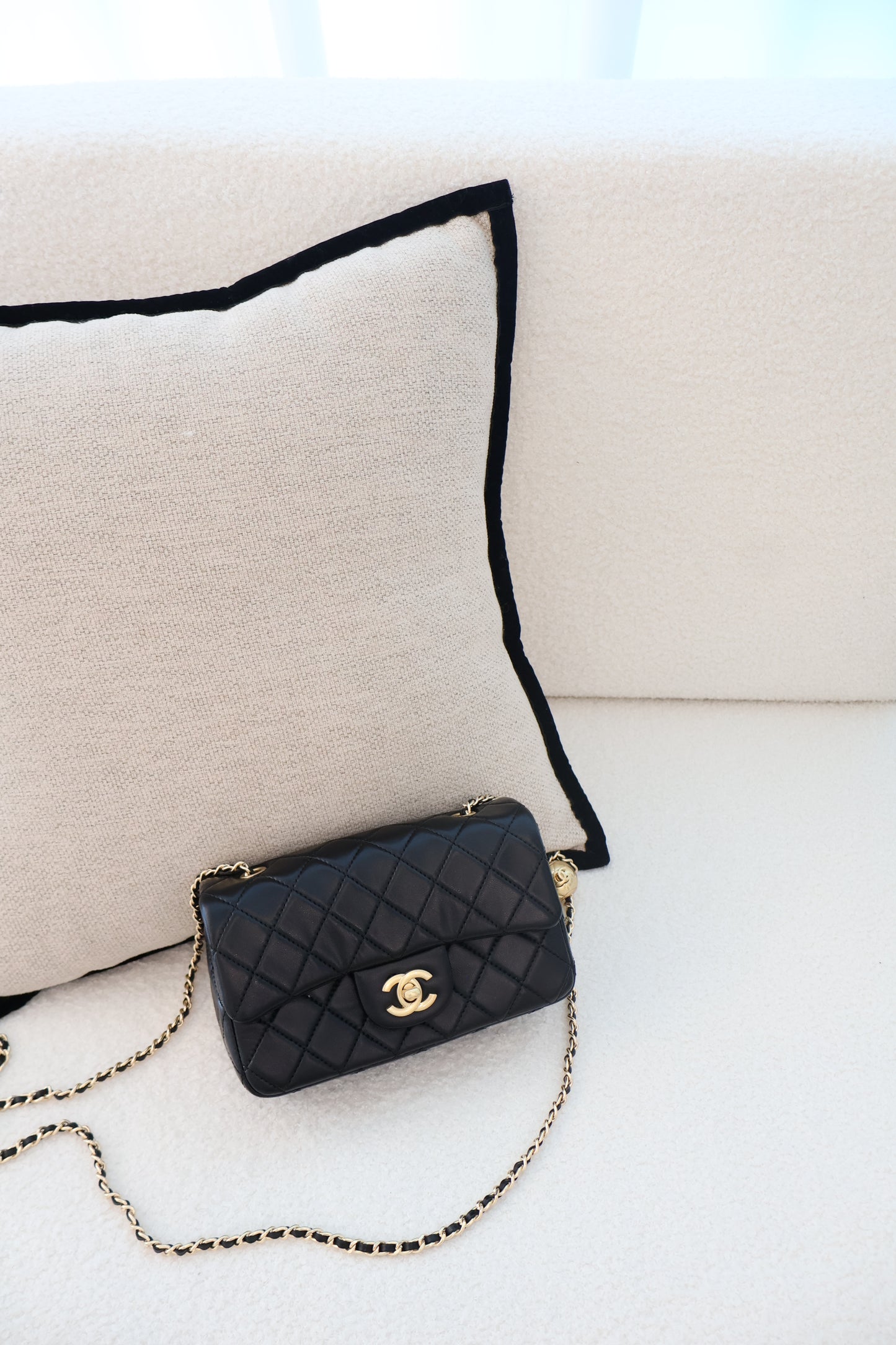 Chanel Pearl Crush Rectangular Flap Bag Black x Gold (Whatsapp for Price & Grade)