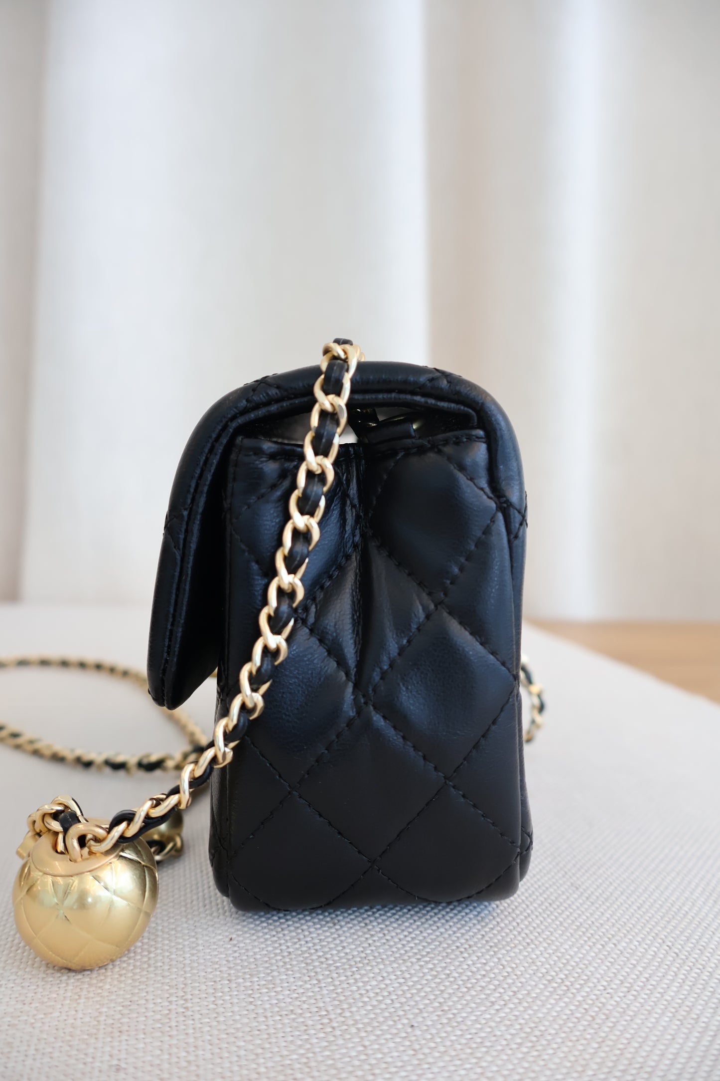 Chanel Pearl Crush Rectangular Flap Bag Black x Gold (Whatsapp for Price & Grade)