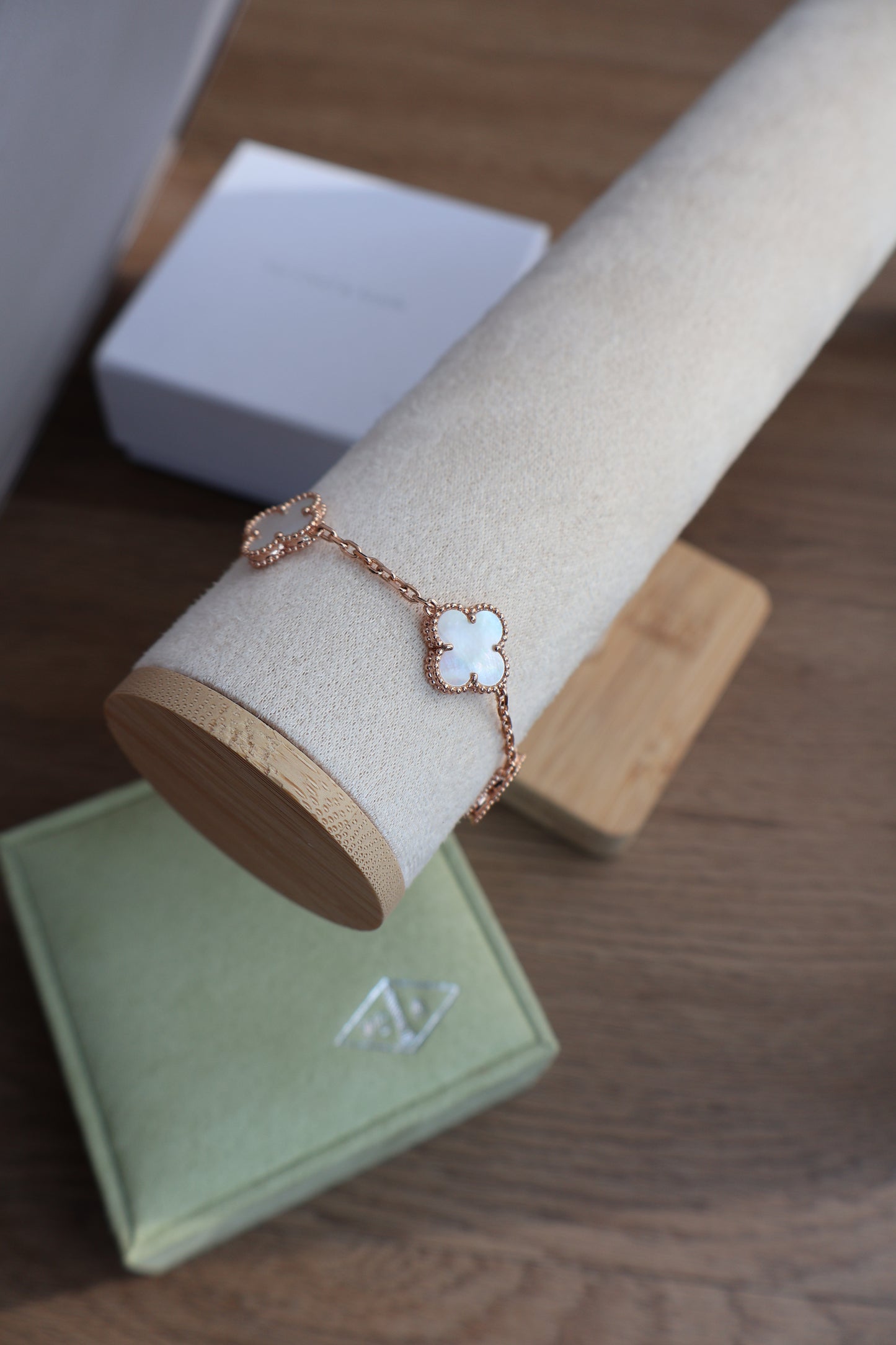 Van Cleef Bracelet White x Rose Gold (Whatsapp for Price & Grade)