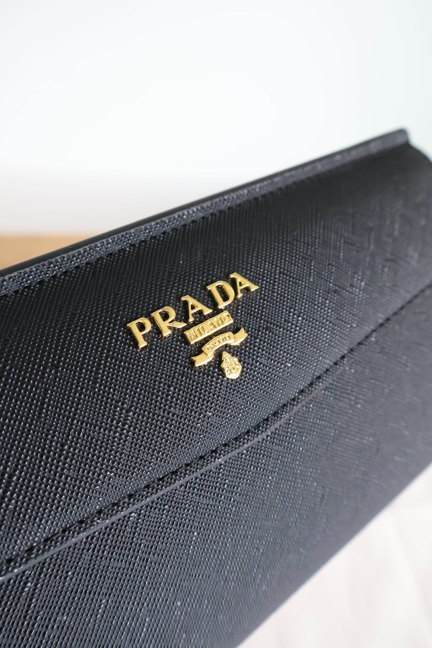 Prada Black Saffiano Wallet Long (Whatsapp for Price & Grade)