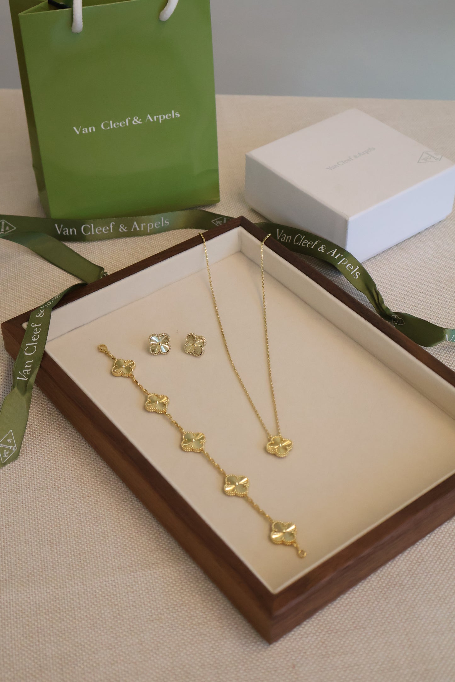 Van Cleef Gold Colour Jewelry (Whatsapp for Price & Grade)