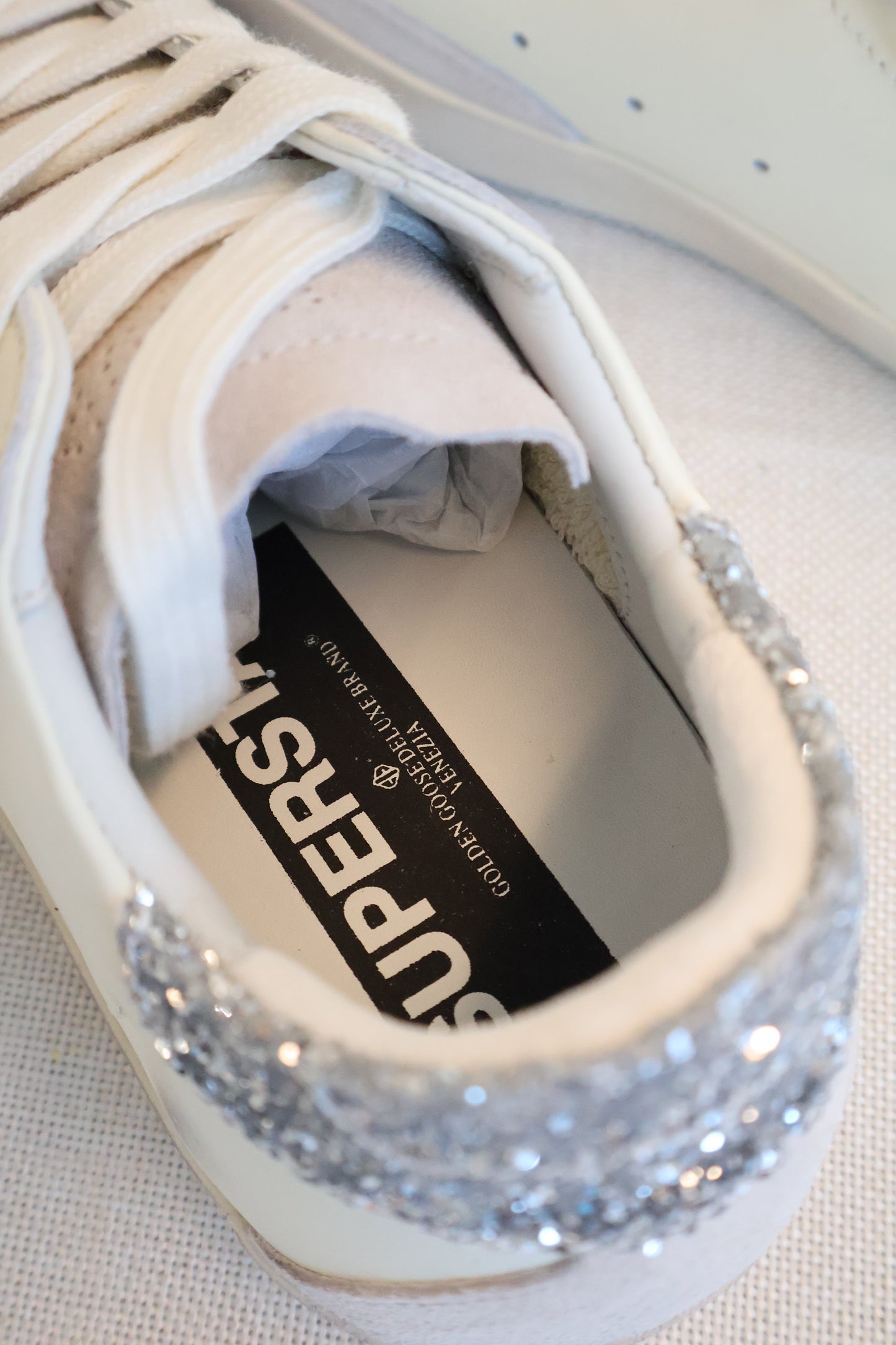 Golden Goose Grey Sparkly x White Men's Sneaker (Whatsapp for Price & Grade)