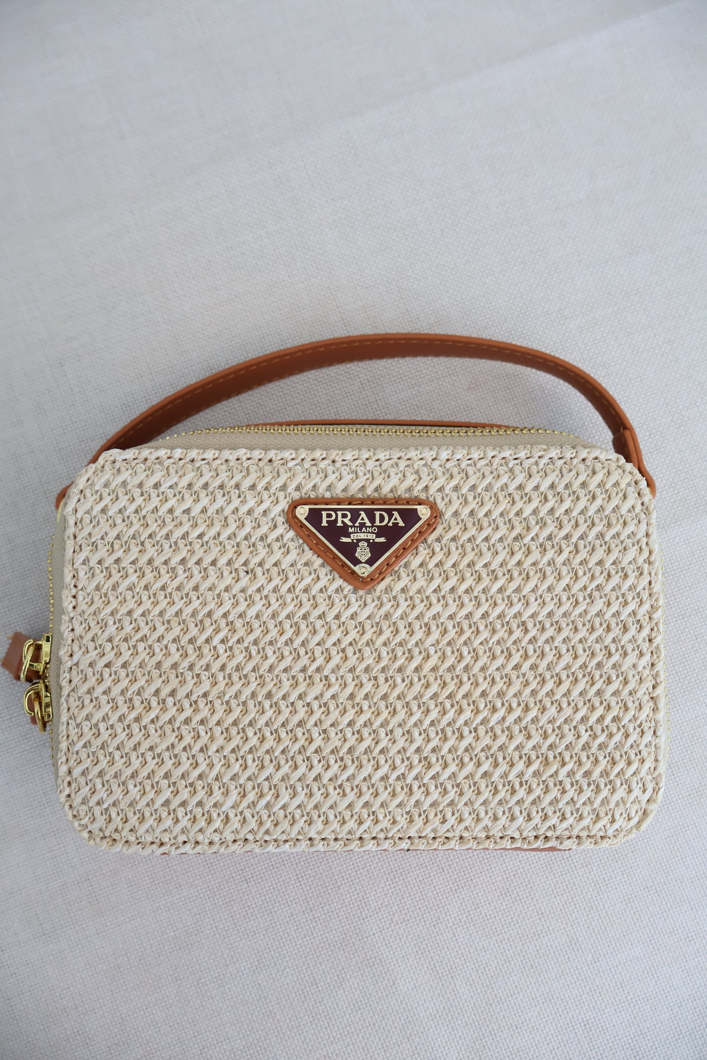 Prada Prada Rattan Bag Brown Handle (Whatsapp for Price & Grade)