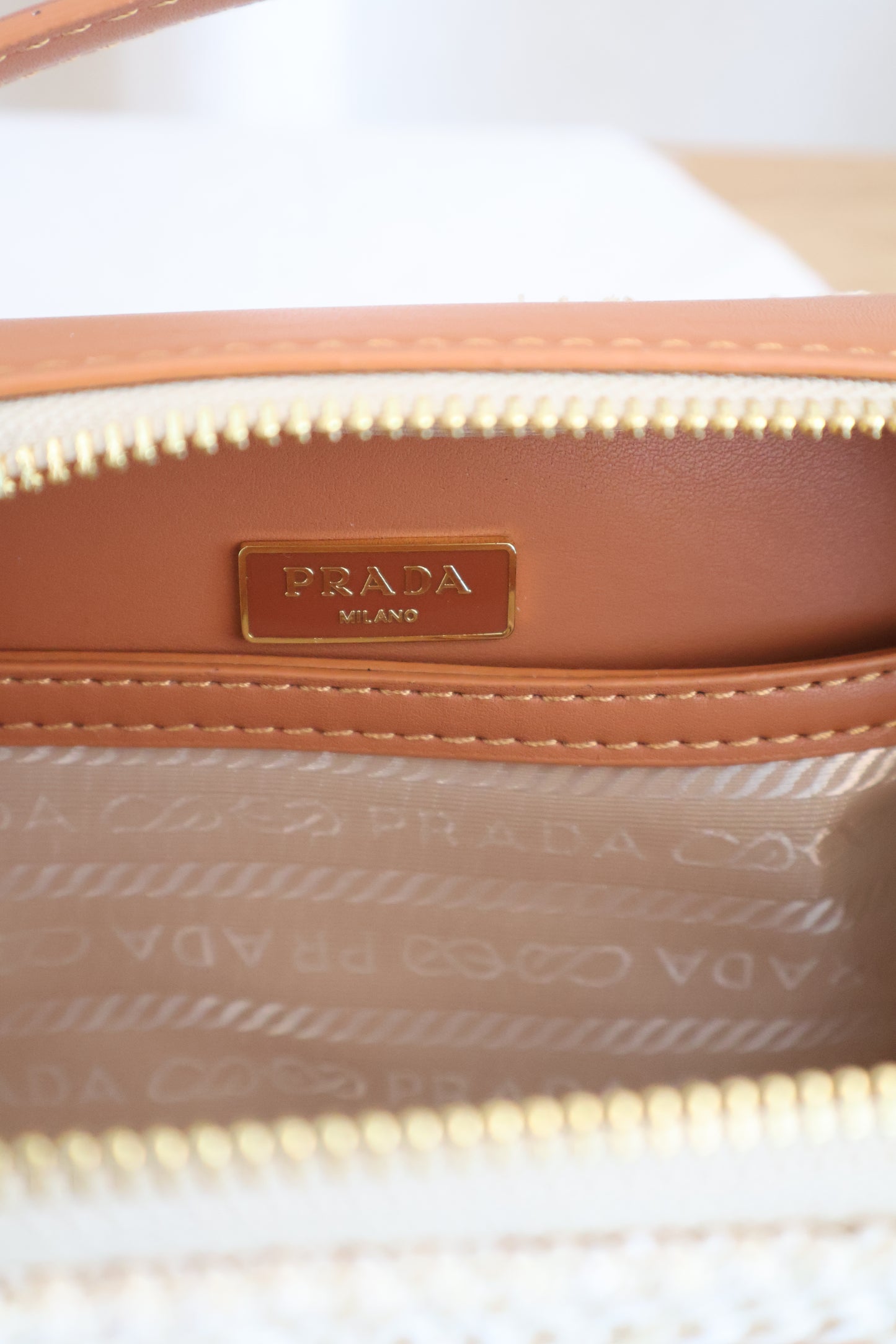 Prada Prada Rattan Bag Brown Handle (Whatsapp for Price & Grade)