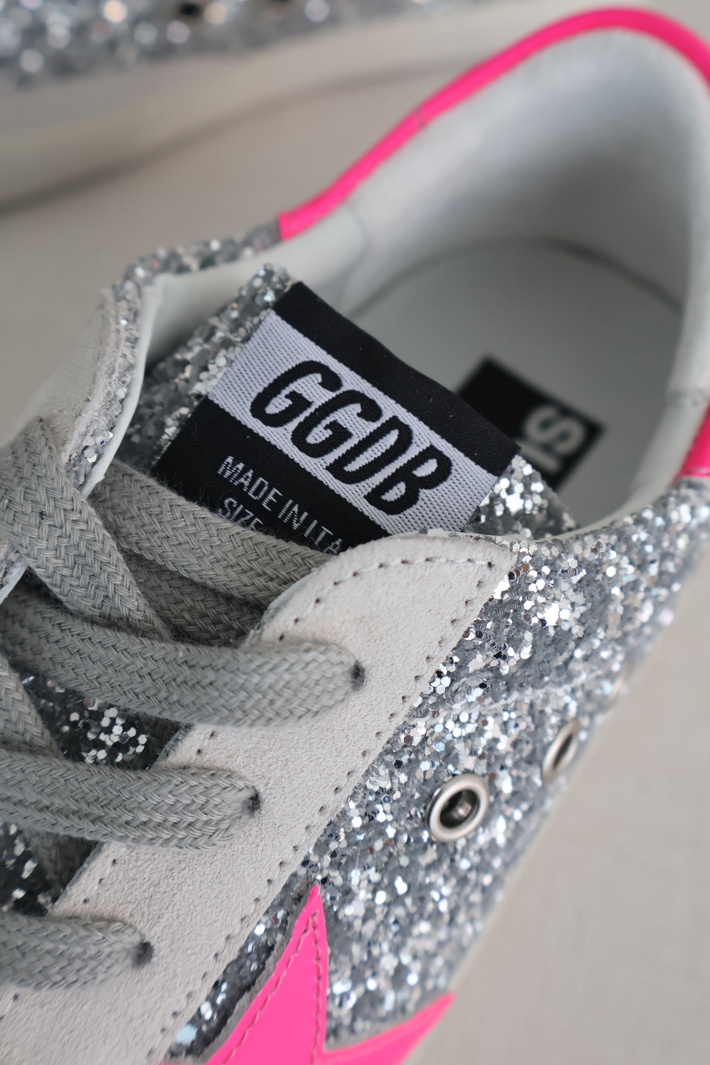 Golden Goose Silver Sparkly x Bright Pink Men's Sneaker (Whatsapp for Price & Grade)