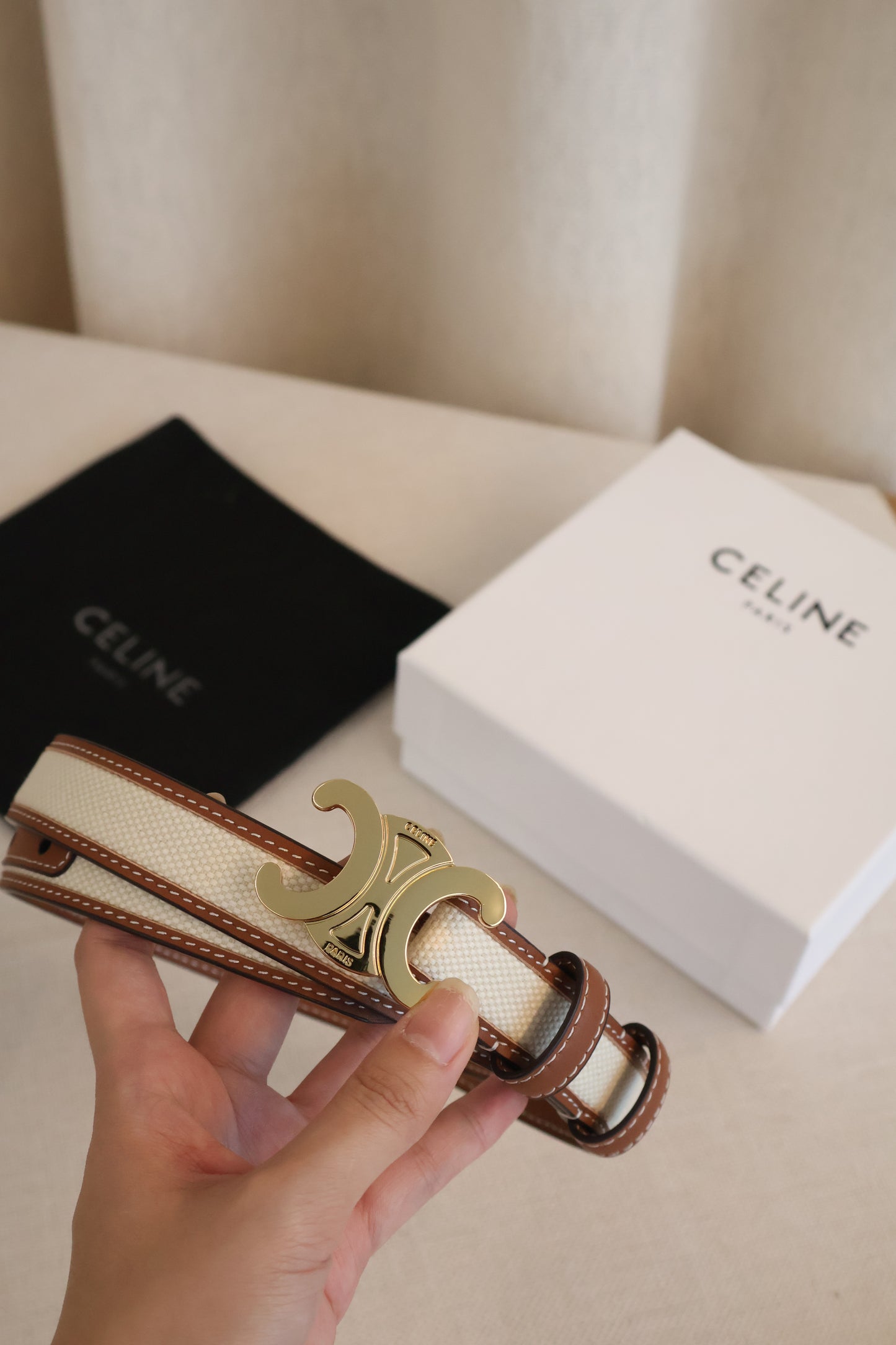 Celine Belt Tan x Canvas (Whatsapp for Price & Grade)