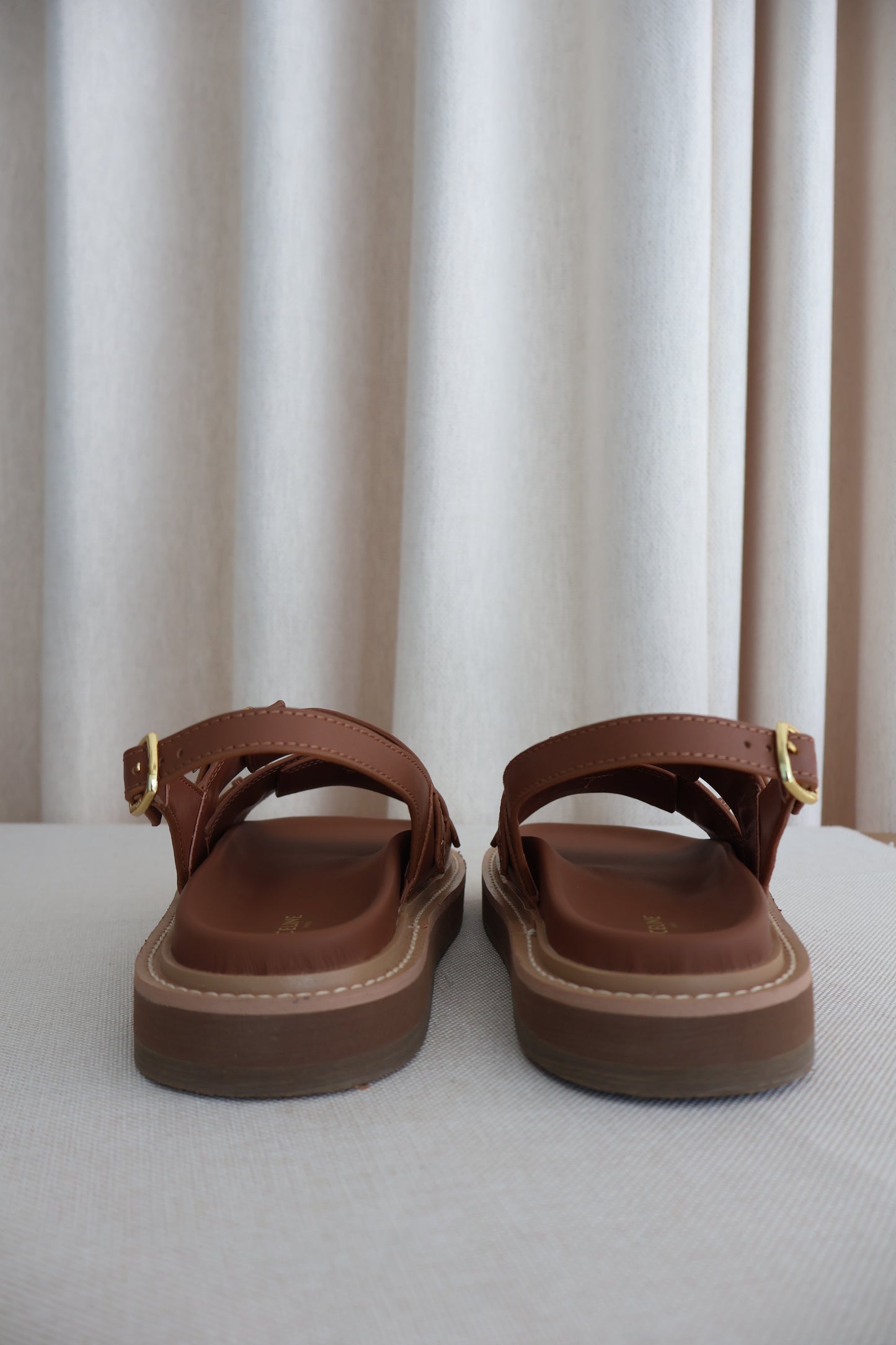 Celine Tippi Triomphe Sandals Tan (Whatsapp for Price & Grade)