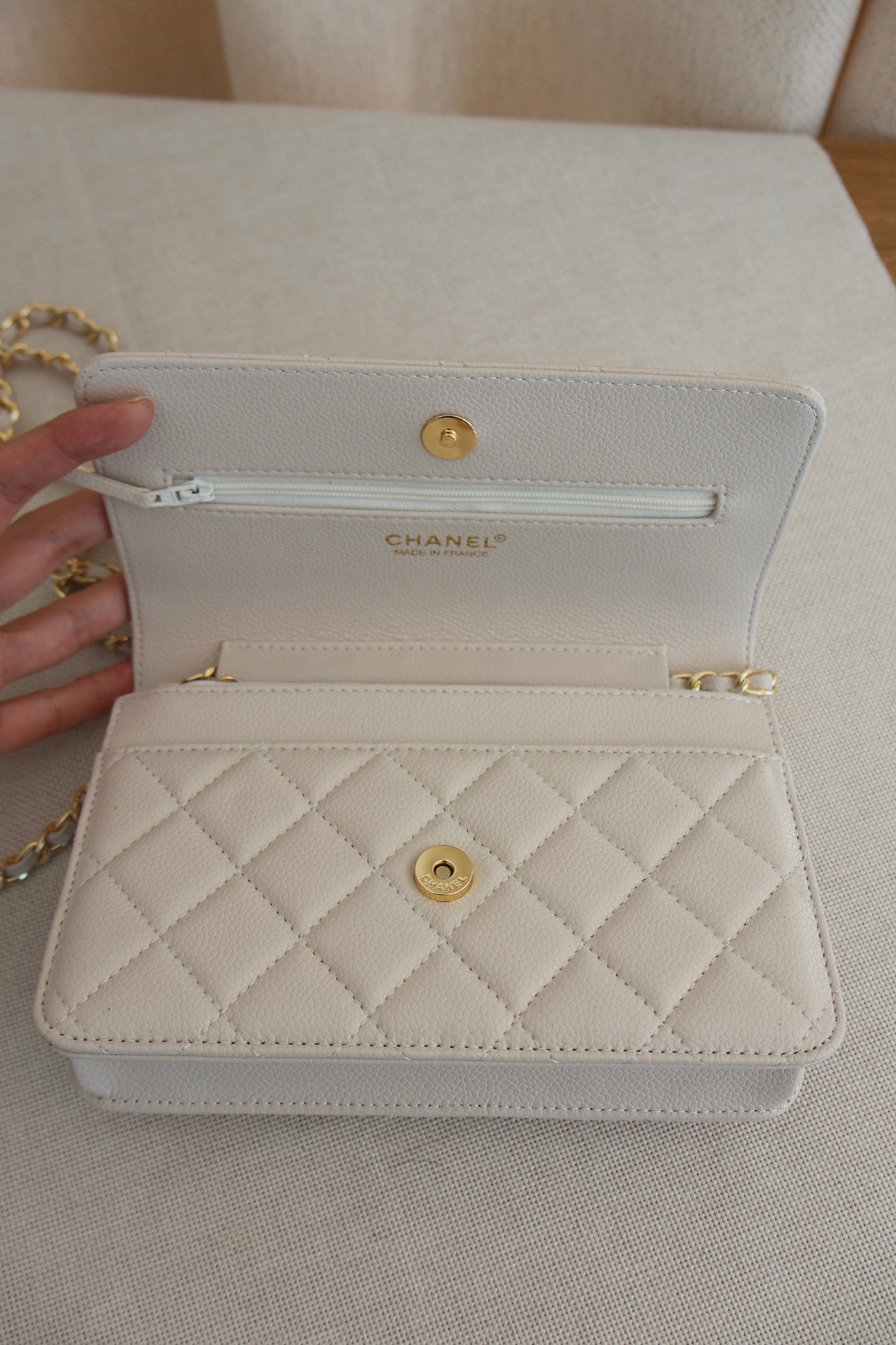 Chanel WOC White x Gold (Whatsapp for Price & Grade)