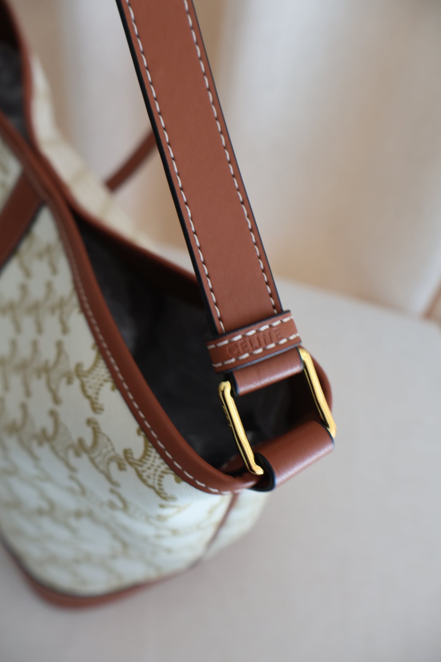 Celine Bucket Triomphe Canvas Ivory (Whatsapp for Price & Grade)