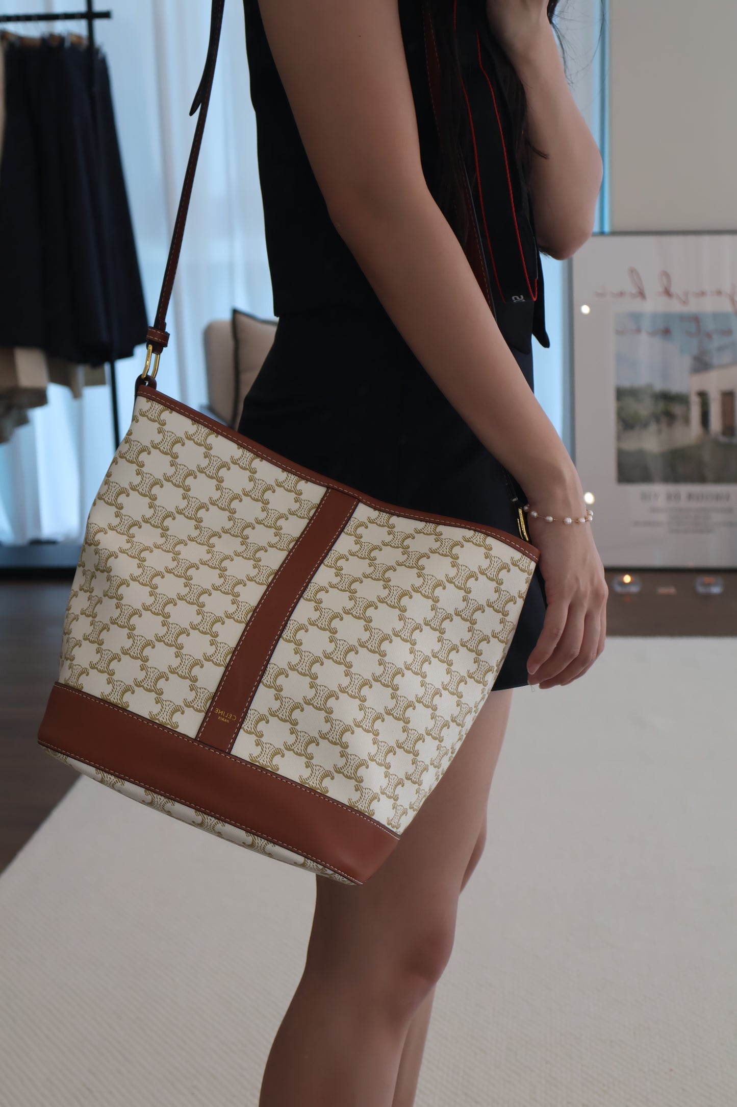 Celine Bucket Triomphe Canvas Ivory (Whatsapp for Price & Grade)