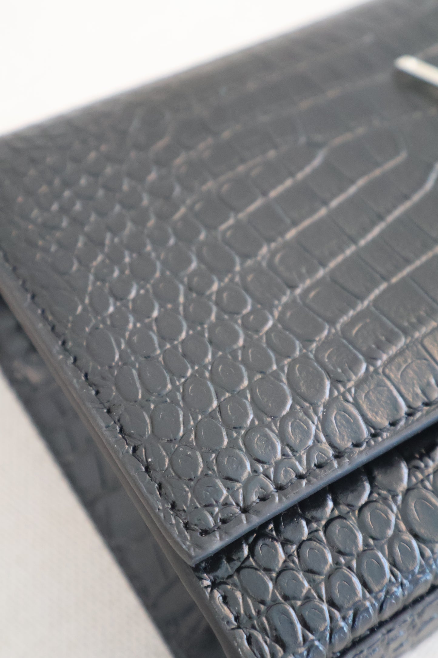 Yves Saint Laurent WOC bag Black x Silver Croc Skin (Whatsapp for Price & Grade)