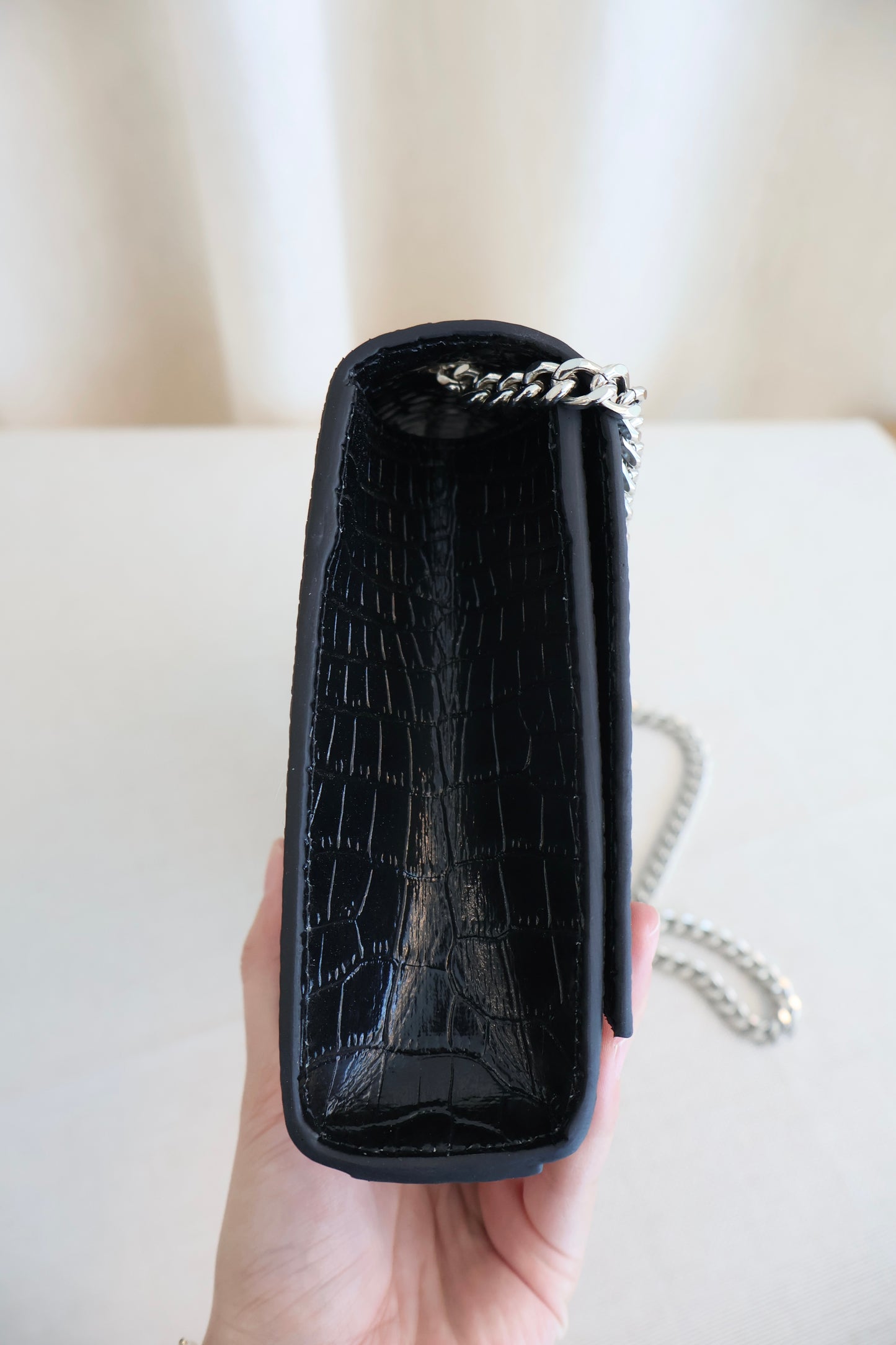 Yves Saint Laurent WOC bag Black x Silver Croc Skin (Whatsapp for Price & Grade)