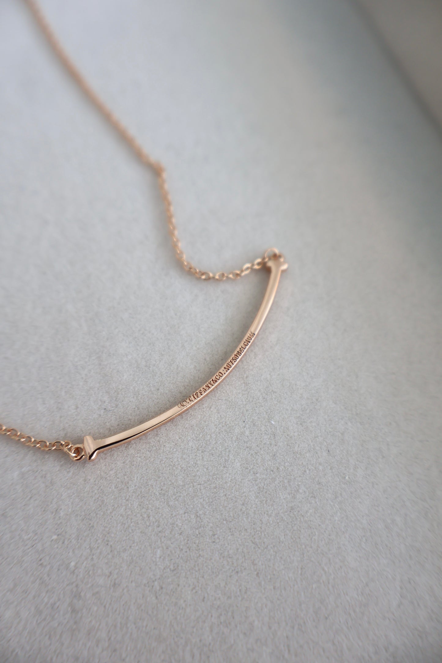 Tiffany & Co Silver T Smile Necklace Rose Gold (Whatsapp for Price & Grade)