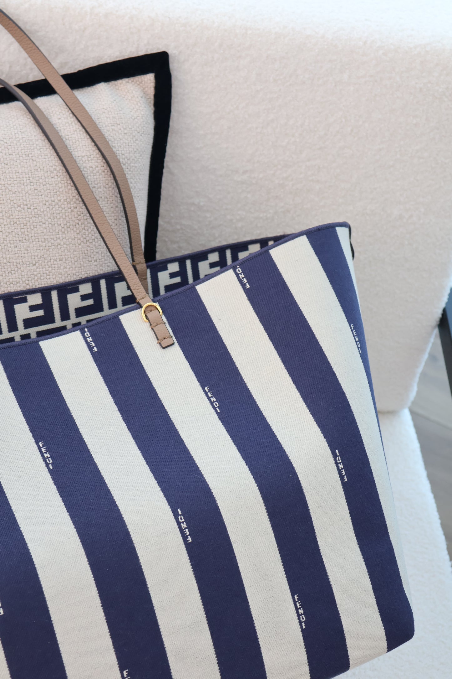 Fendi Large Roll Striped Reversible Tote Bag (Whatsapp for Price & Grade)