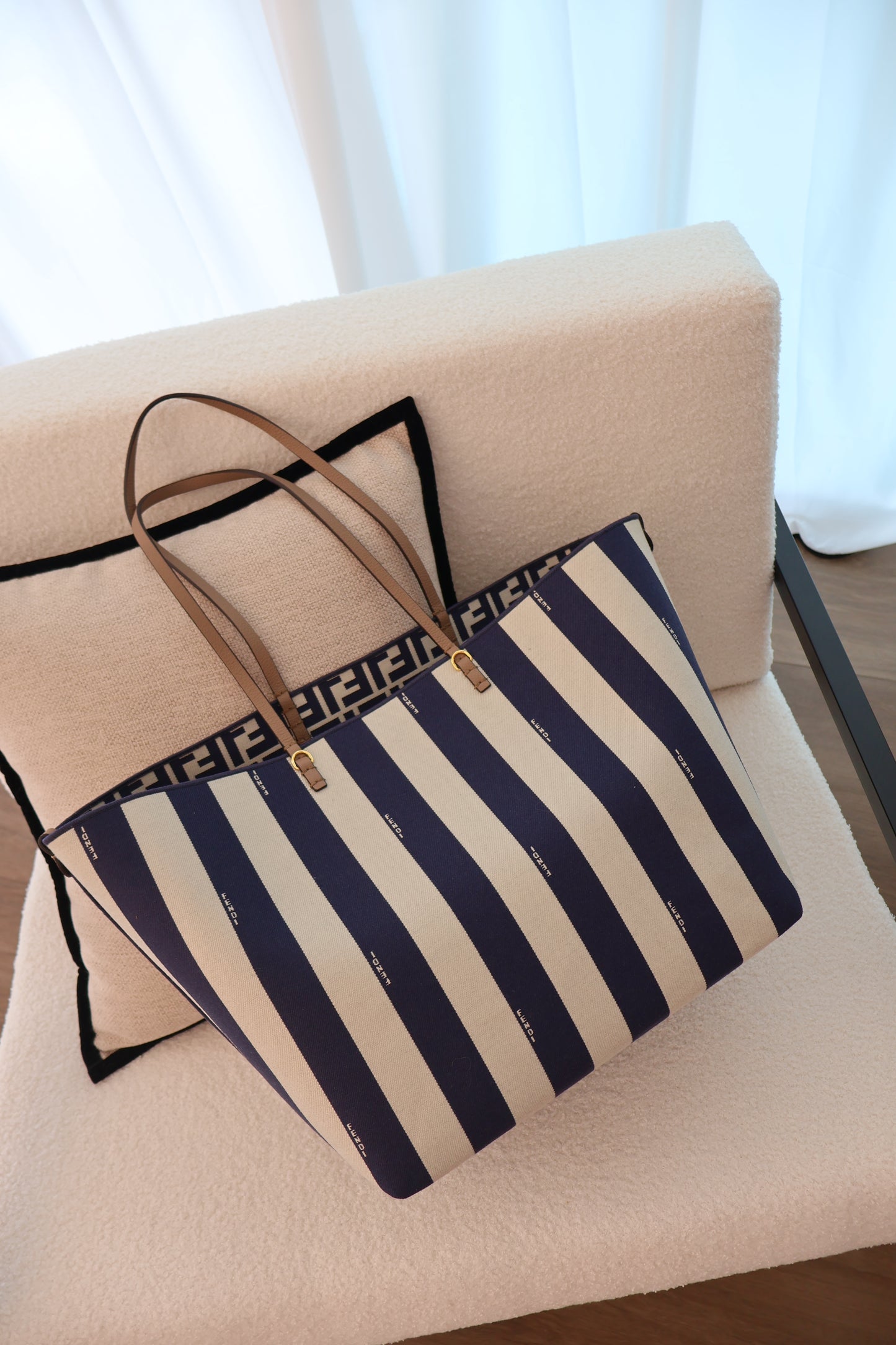 Fendi Large Roll Striped Reversible Tote Bag (Whatsapp for Price & Grade)