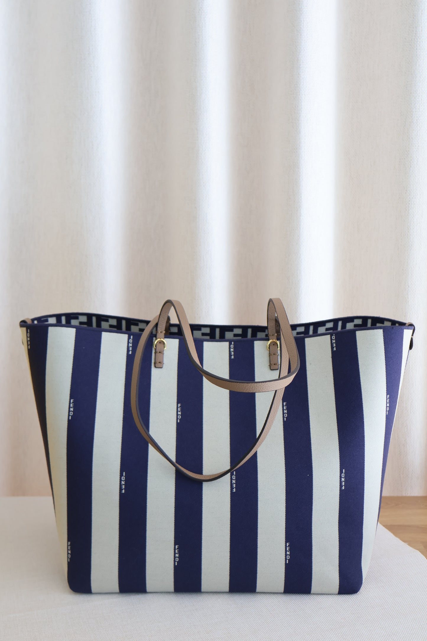 Fendi Large Roll Striped Reversible Tote Bag (Whatsapp for Price & Grade)