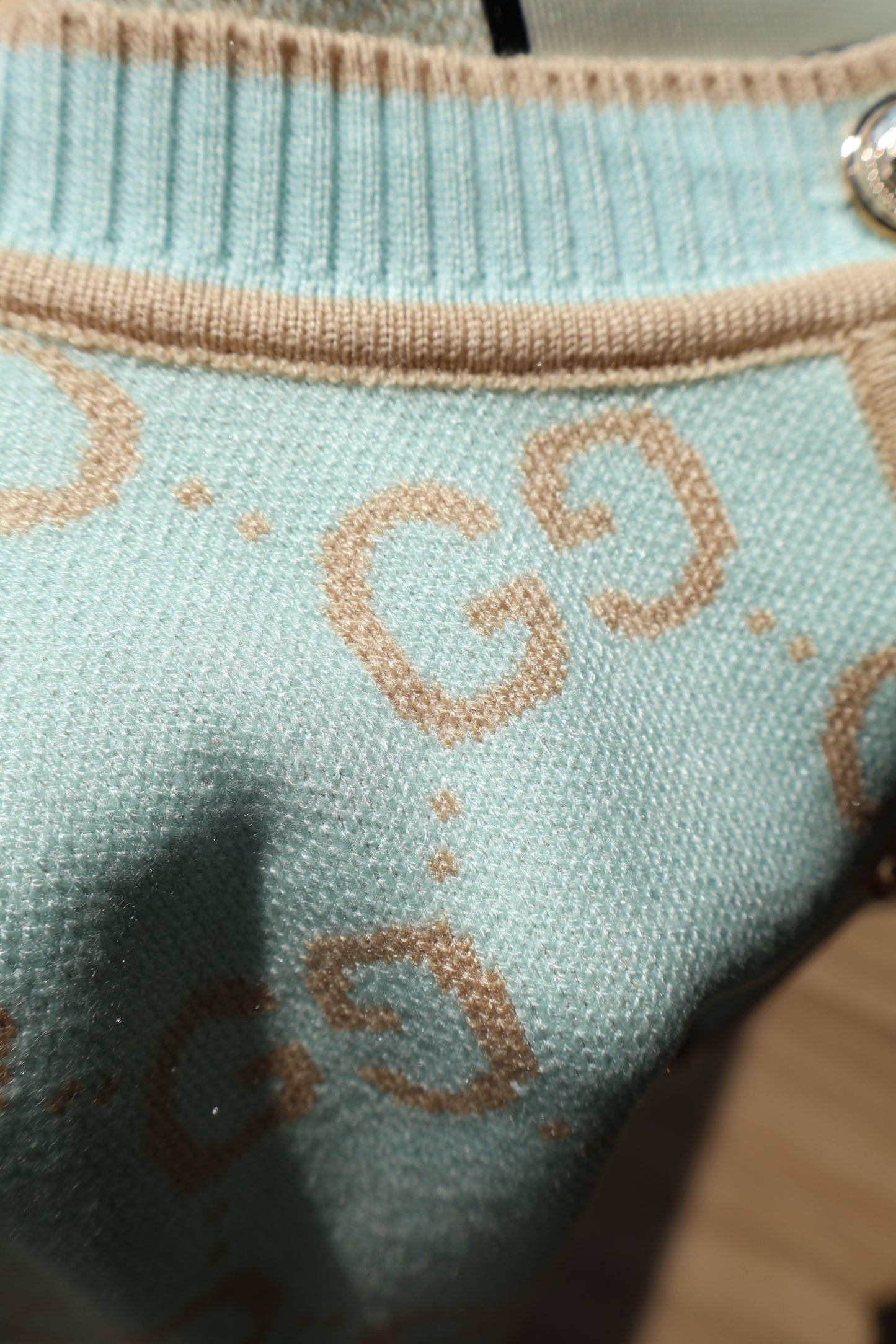 Gucci Cardigan Mint green x Tan (Whatsapp for Price & Grade)