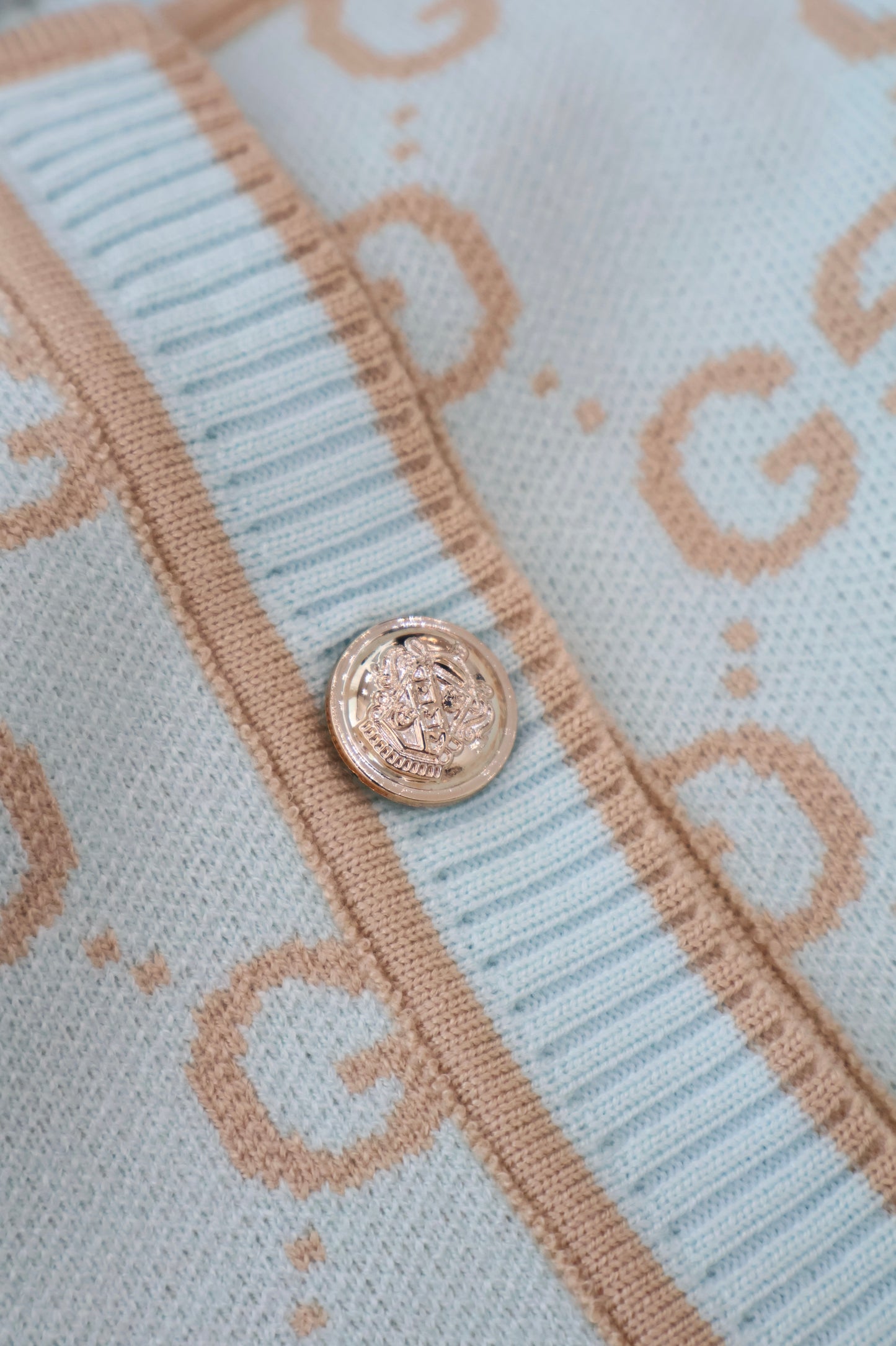 Gucci Cardigan Mint green x Tan (Whatsapp for Price & Grade)