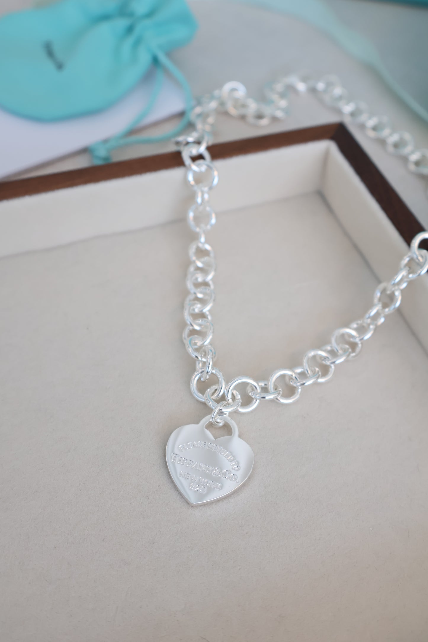 Tiffany & Co Heart Tag Chain Link Necklace in Silver (Whatsapp for Price & Grade)