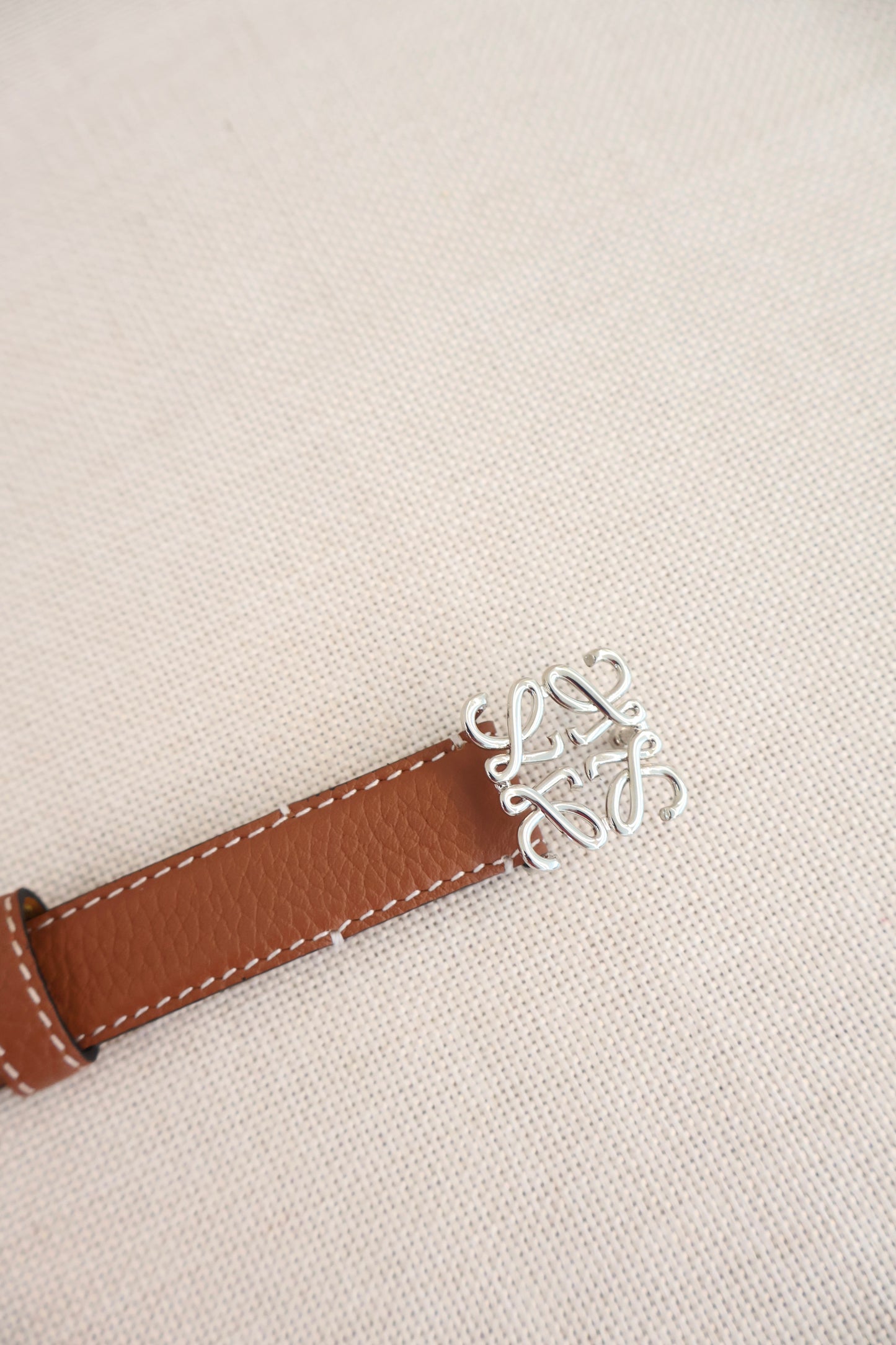 Loewe Belt Anagram Belt Tan x Silver (Whatsapp for Price & Grade)