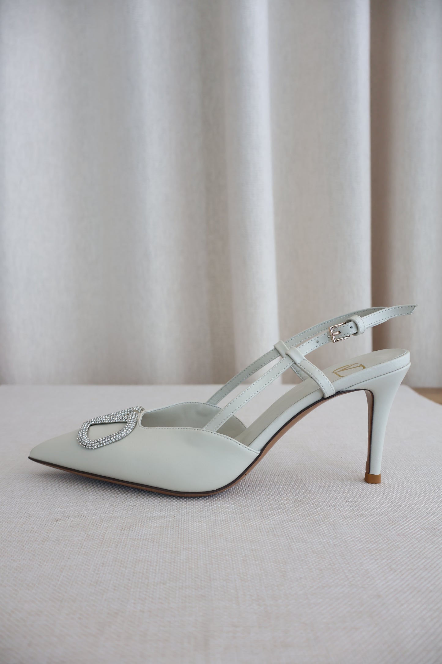 Valentino VLogo Signature Slingback Pump White x Glitter (Whatsapp for Price & Grade)