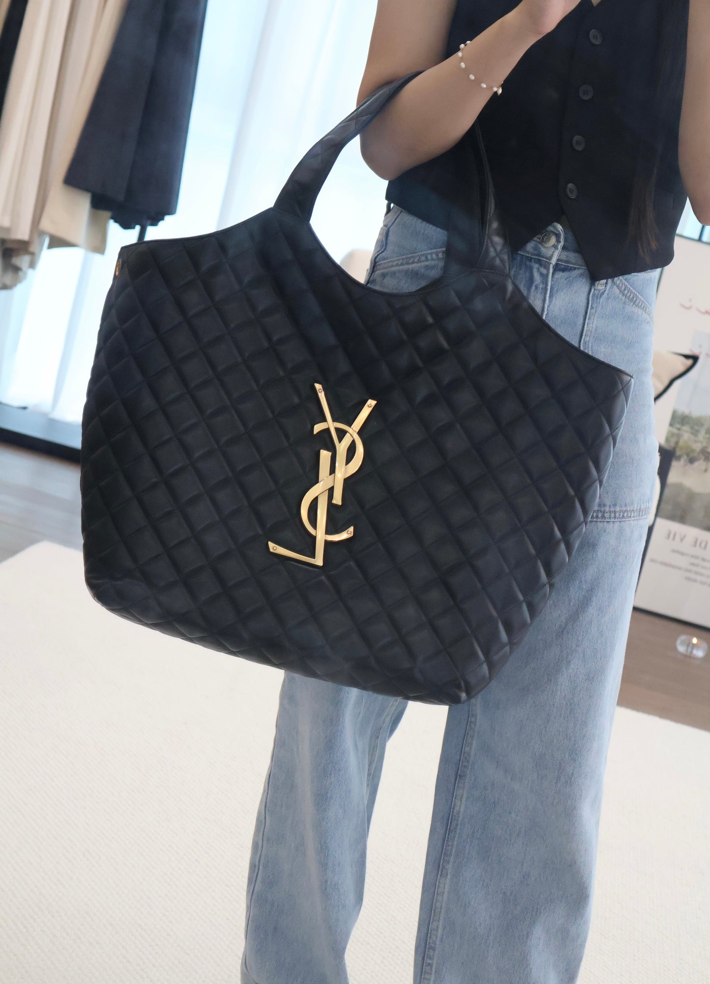 Yves Saint Laurent ICARE Shopping Bag Black (Whatsapp for Price & Grade)