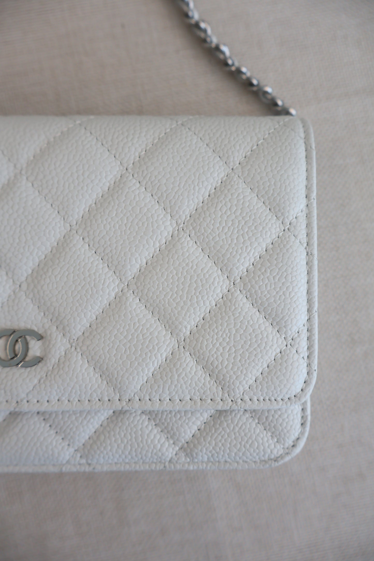 Chanel WOC White x Silver (Whatsapp for Price & Grade)