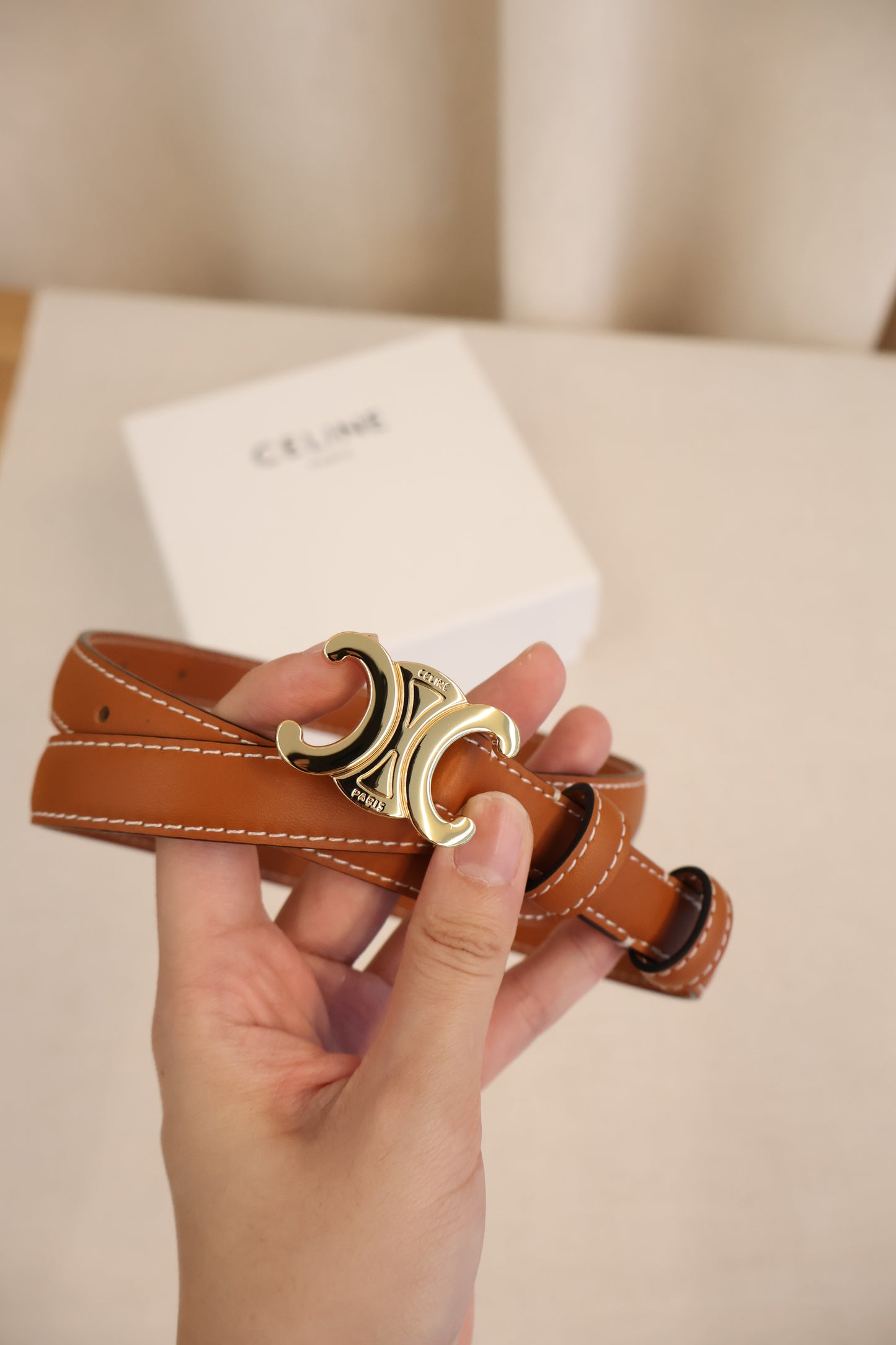 Celine Belt Tan x Gold (Whatsapp for Price & Grade)