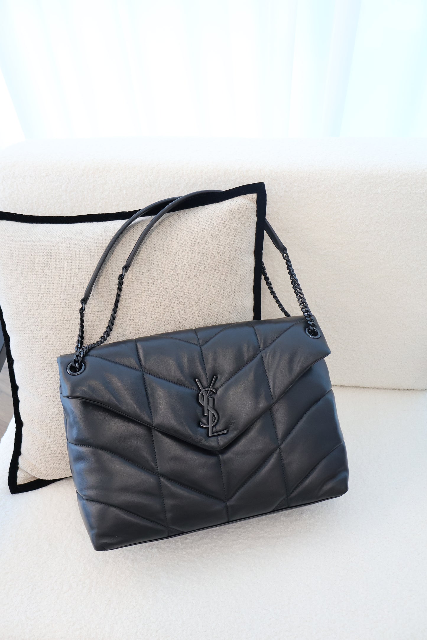 Yves Saint Laurent LouLou Puffer Medium in Nappa Leather Black (Whatsapp for Price & Grade)