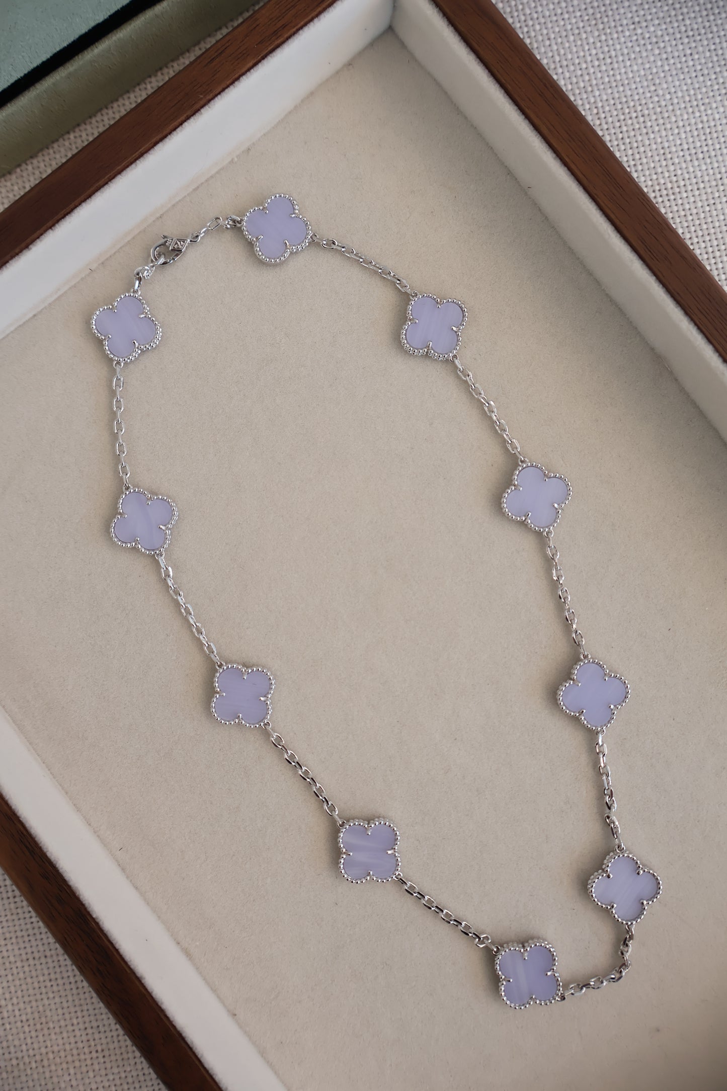 Van Cleef Chalcedony x Silver 10 motifs Necklace (Whatsapp for Price & Grade)