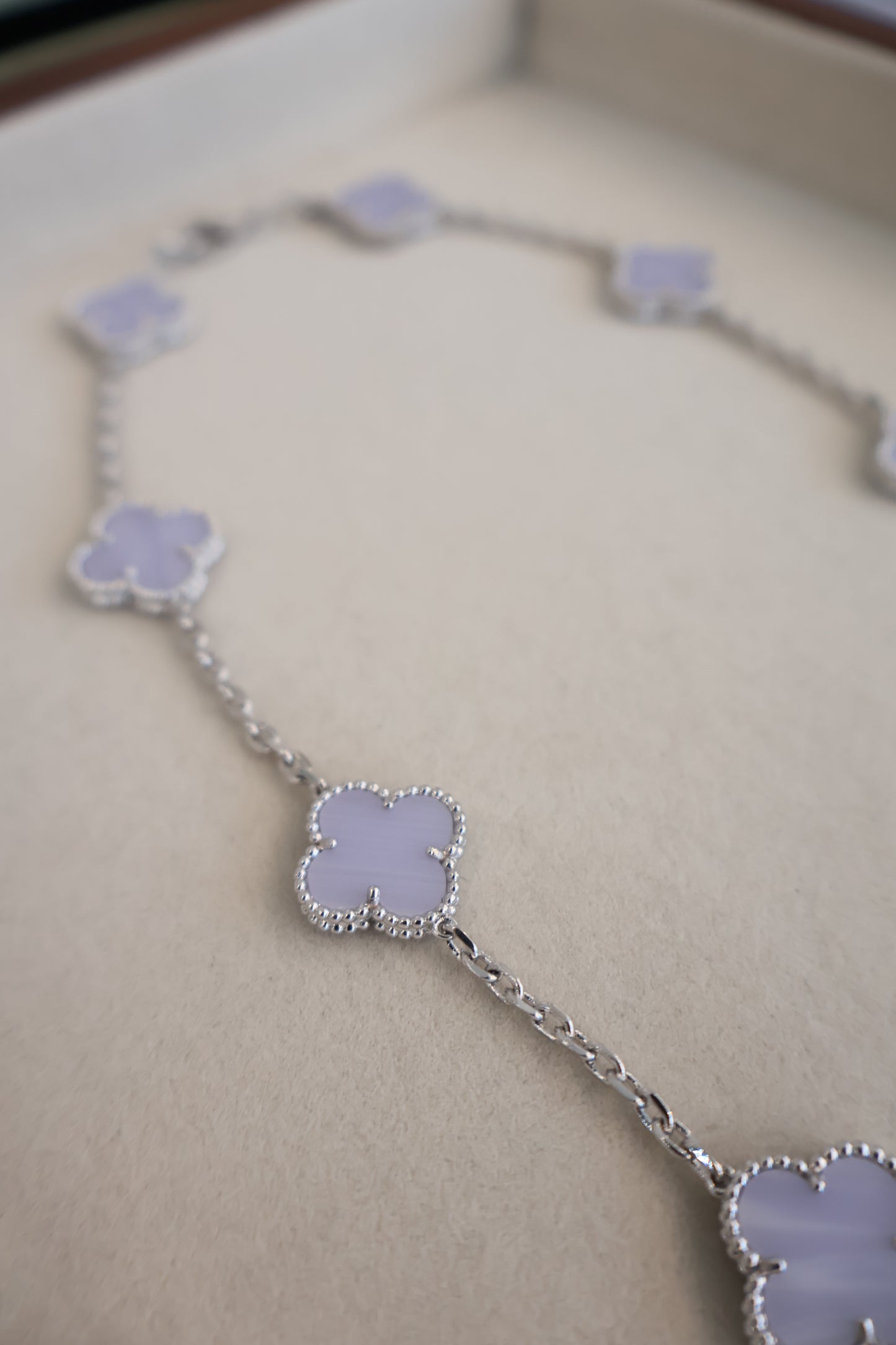 Van Cleef Chalcedony x Silver 10 motifs Necklace (Whatsapp for Price & Grade)