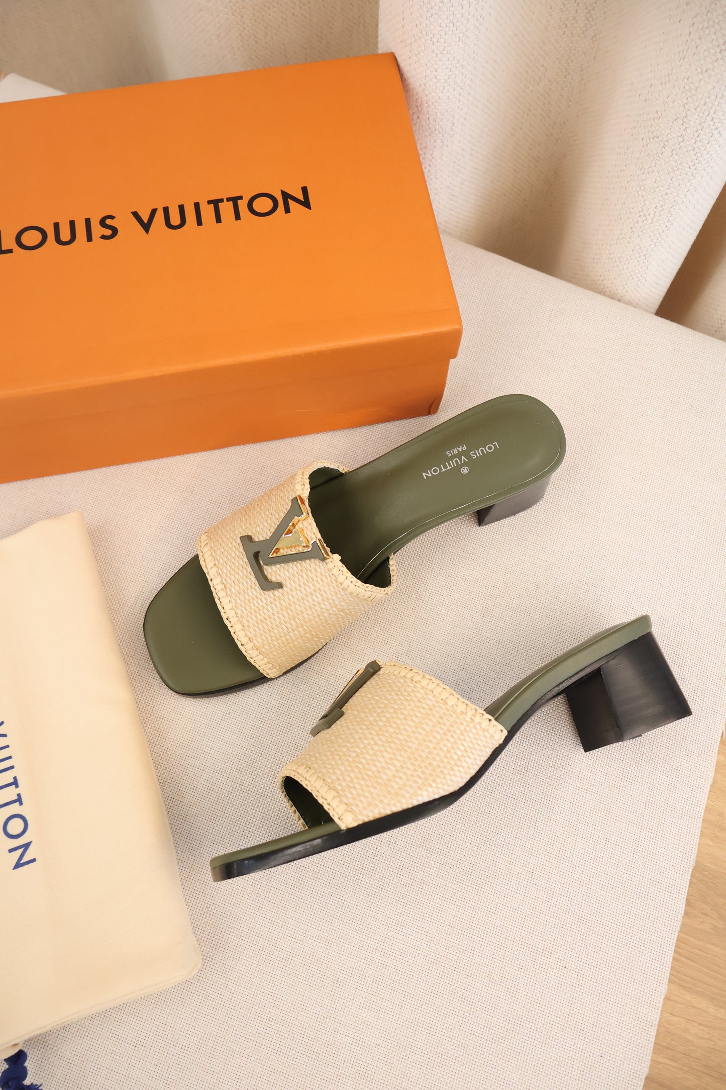 Louis Vuitton Capri Green Heels (Whatsapp for Price & Grade)