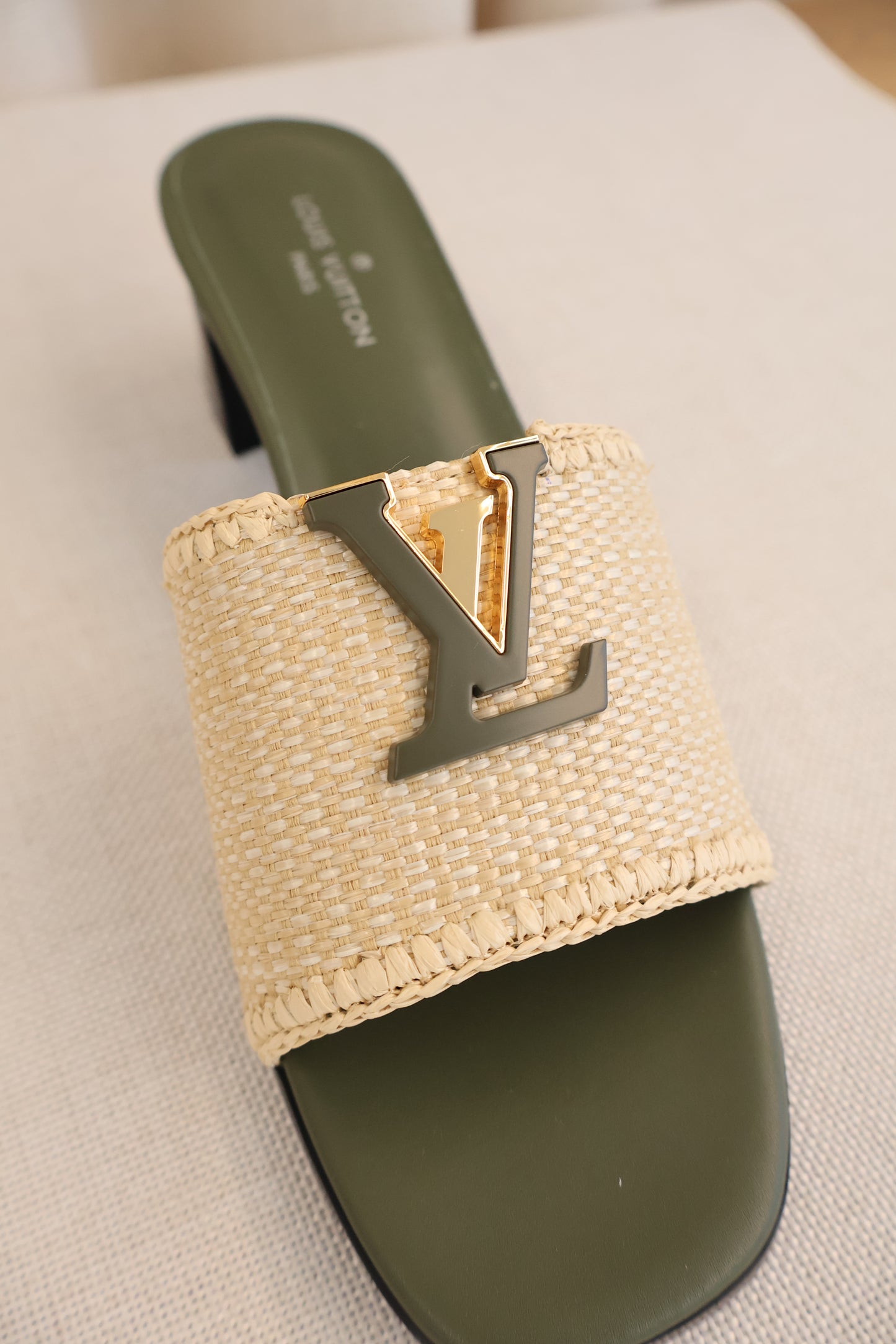 Louis Vuitton Capri Green Heels (Whatsapp for Price & Grade)