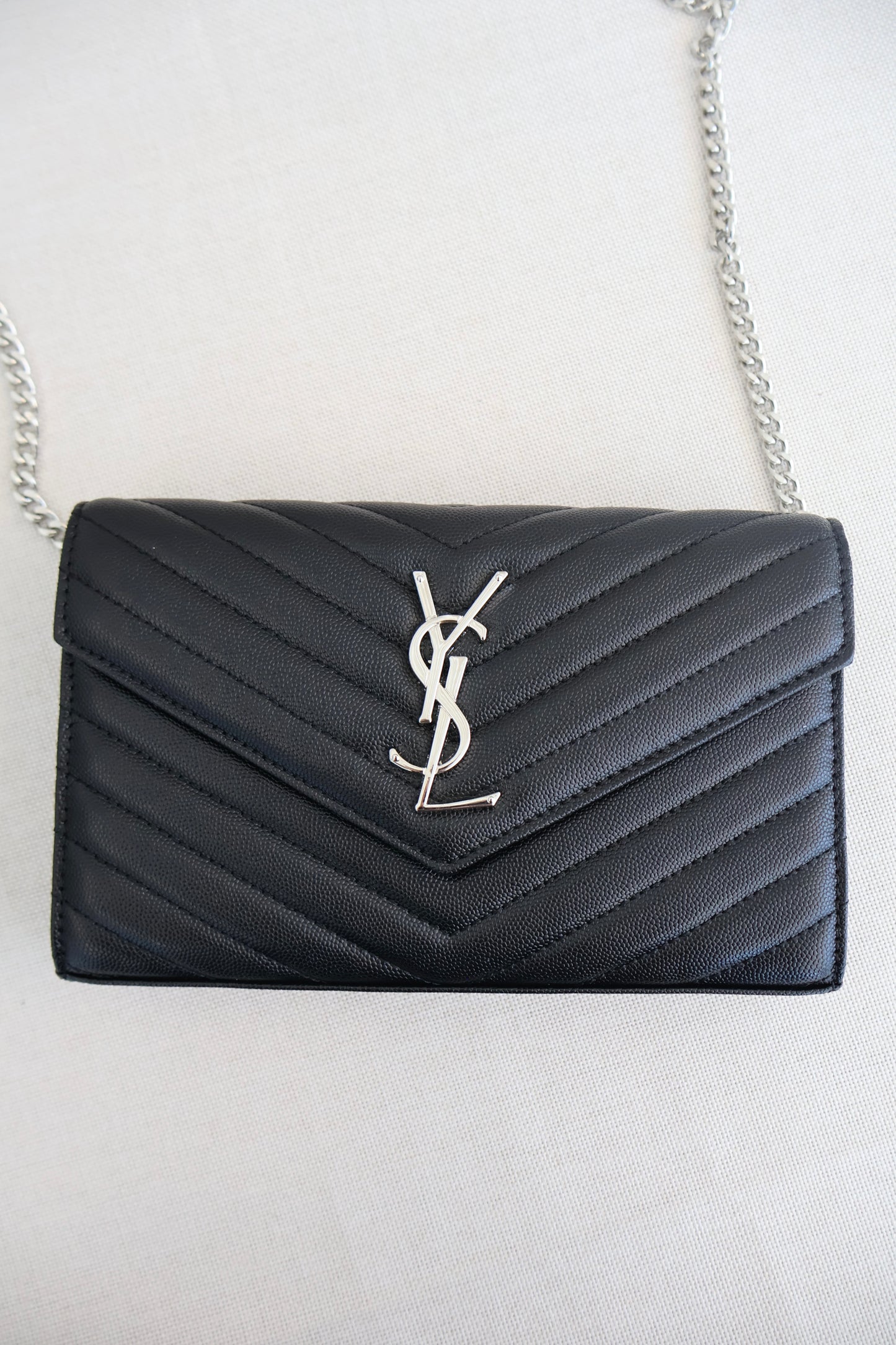 Yves Saint Laurent WOC Classic Cassandre Chain Wallet in Grain De Poudre (Whatsapp for Price & Grade)