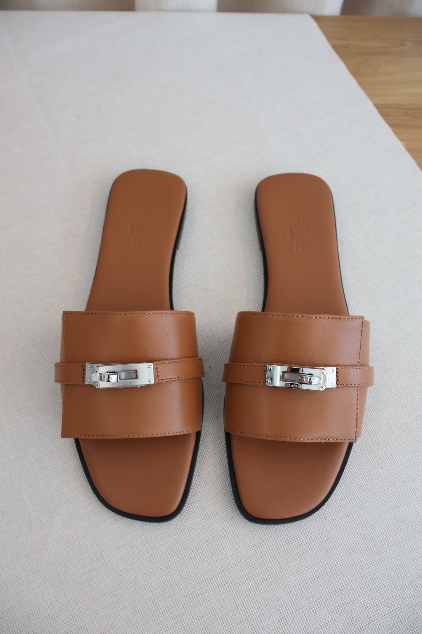 Hermes Giulia Slides Tan (Whatsapp for Price & Grade)