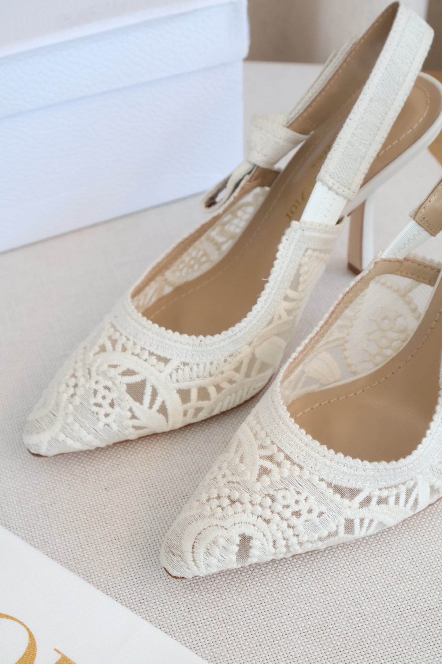 Dior J'adior Slingback Pump White Lace Heels (Whatsapp for Price & Grade)