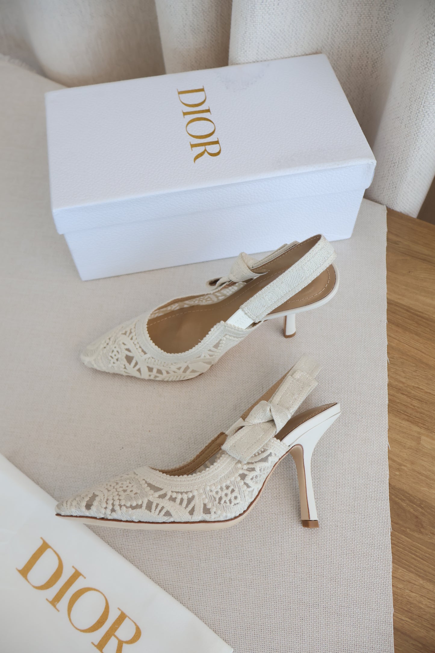 Dior J'adior Slingback Pump White Lace Heels (Whatsapp for Price & Grade)