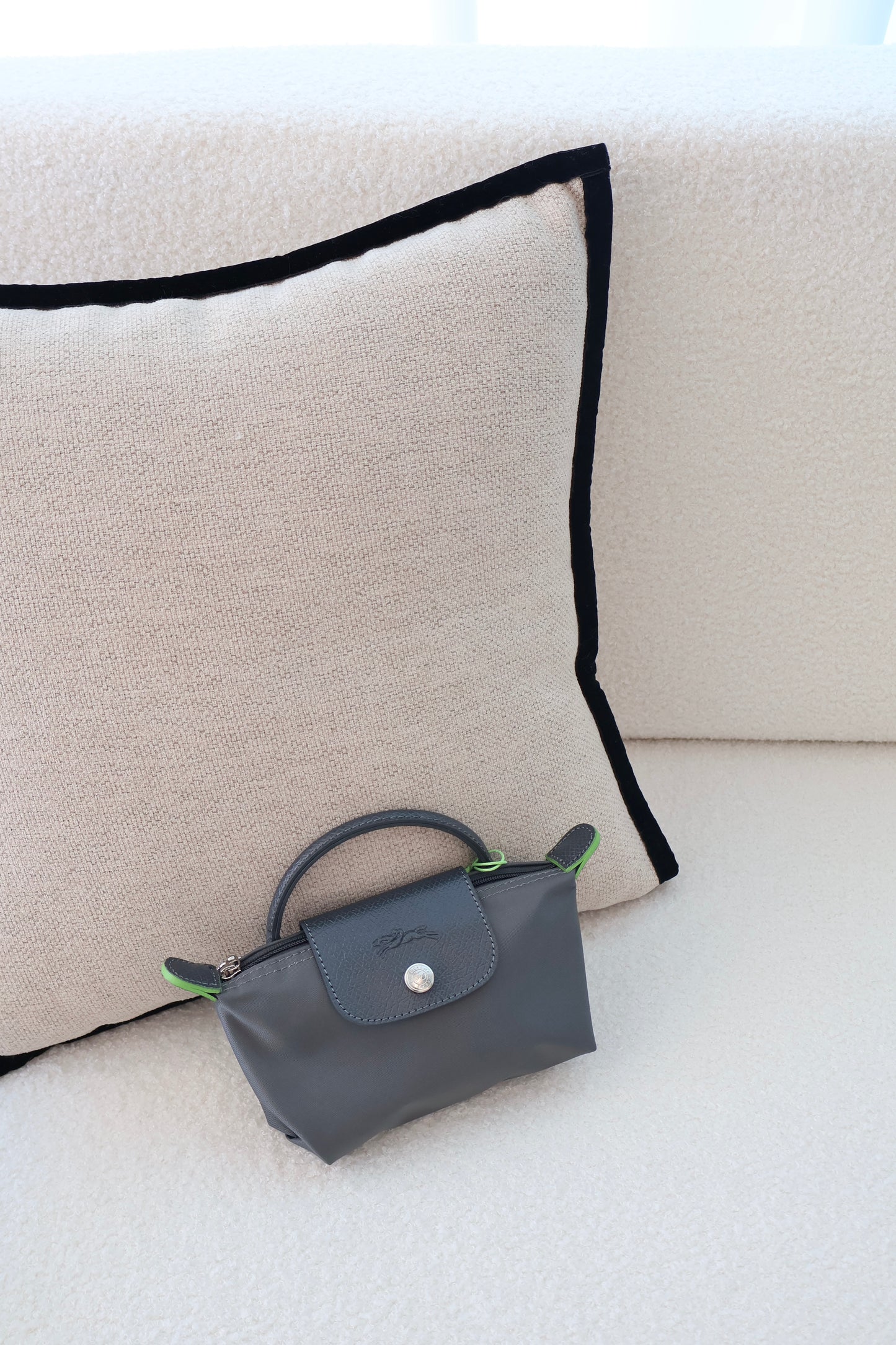 Longchamp Le Pliage Xtra XS Pouch Grey x Green Lining (Whatsapp for Price & Grade)